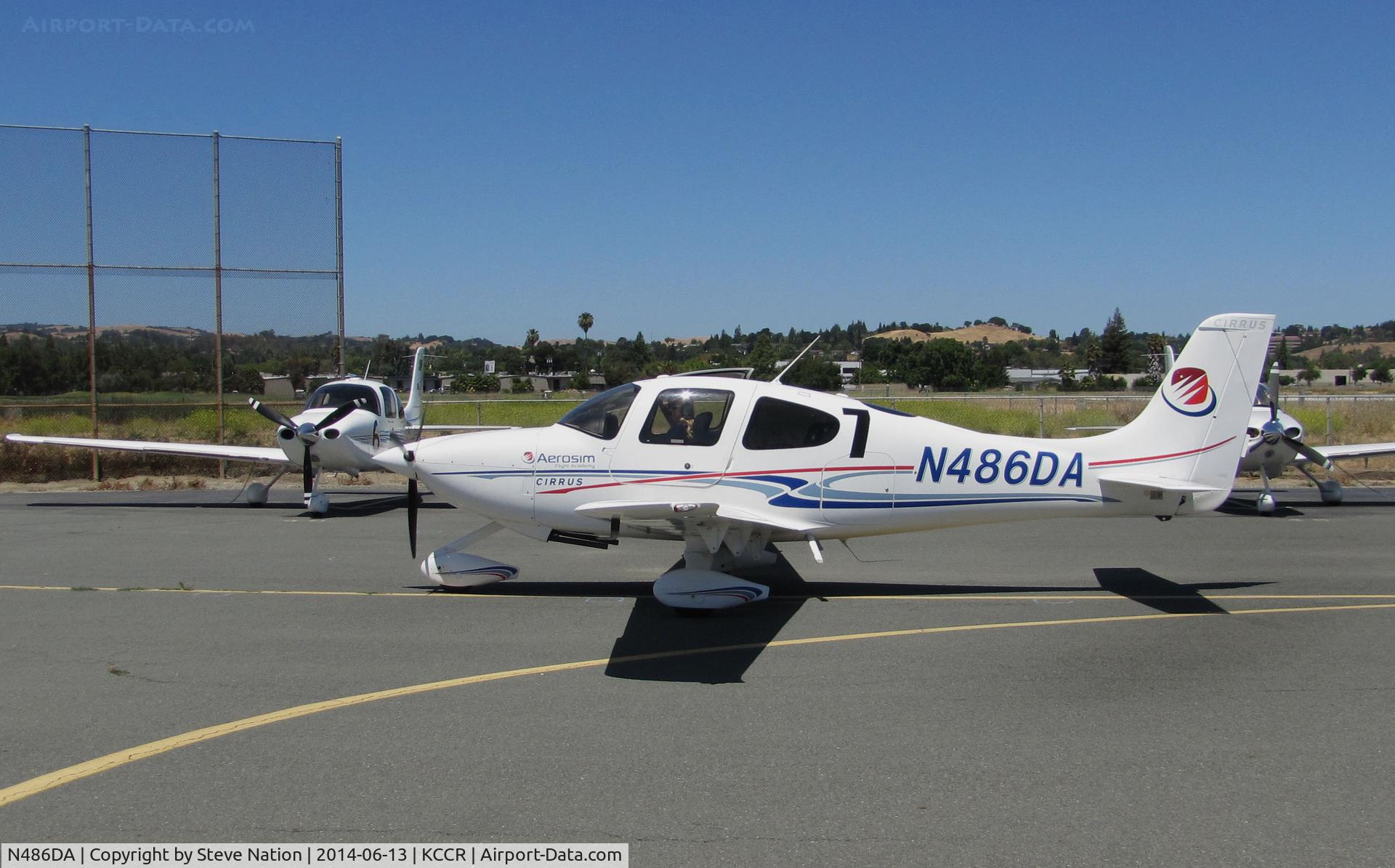 N486DA, 2007 Cirrus SR20 C/N 1831, Jacksonville University 2007 Cirrus SR20 took part in 2014 Air Race Classic as #7. Photo on arrival at the Buchanan Field, Concord, CA 1st leg. Pilots Katja Jourdan & Stacey Byczek had 
