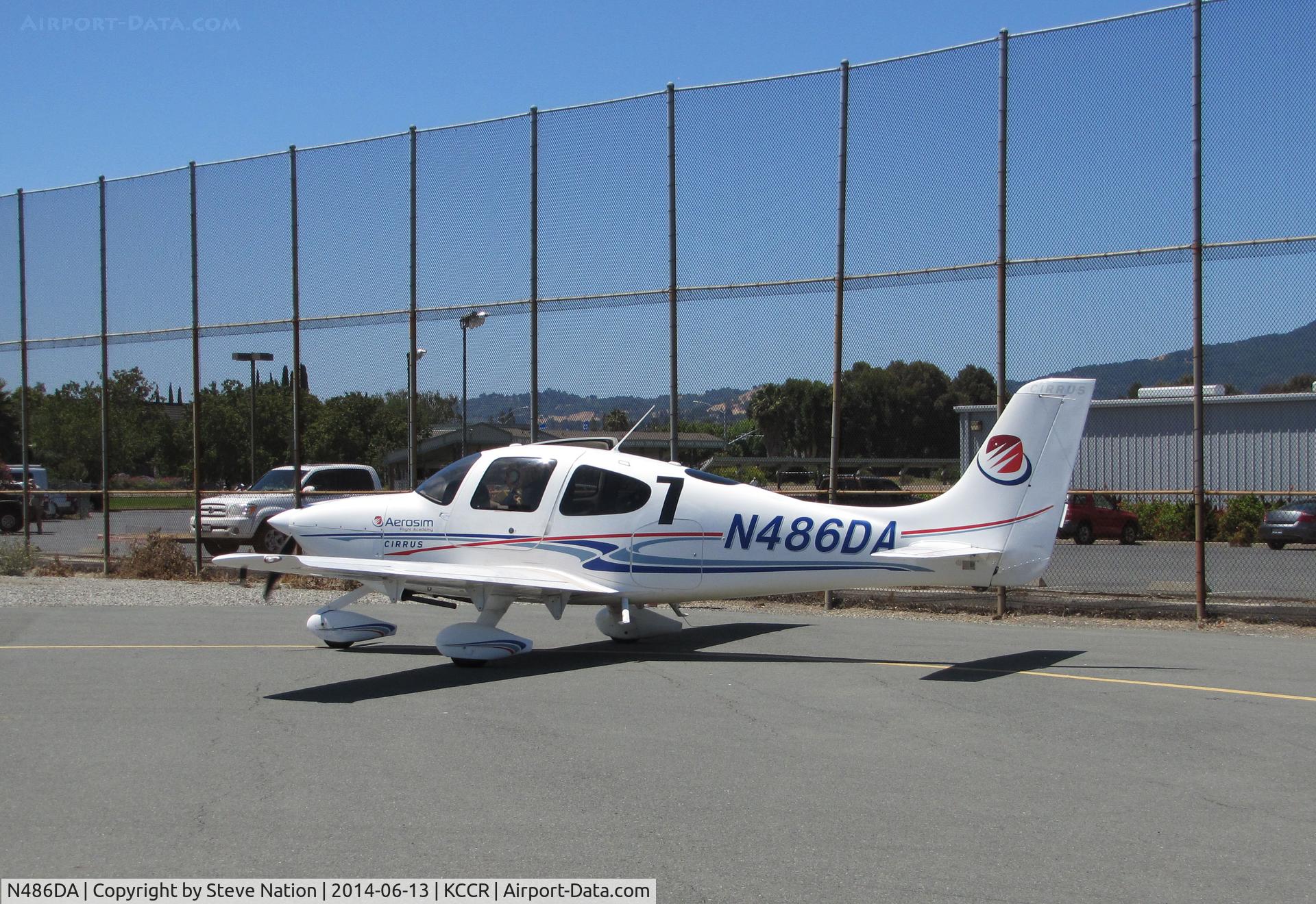 N486DA, 2007 Cirrus SR20 C/N 1831, Jacksonville University 2007 Cirrus SR20 took part in 2014 Air Race Classic as #7. Photo on arrival at the Buchanan Field, Concord, CA 1st leg. Pilots Katja Jourdan & Stacey Byczek had 
