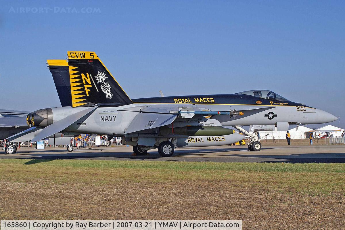 165860, 2001 Boeing F/A-18E Super Hornet C/N E036, McDonnell-Douglas F/A-18E Super Hornet [E-036] (United States Navy) Avalon~VH 22/03/2007