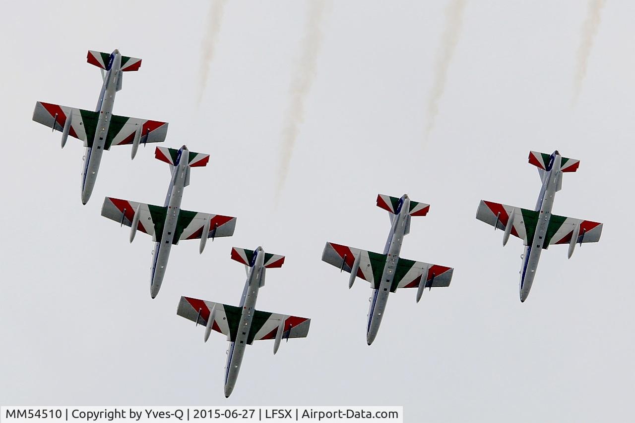 MM54510, Aermacchi MB-339PAN C/N 6726/121/AA058, Italian Air Force Aermacchi MB-339PAN, Number 1 of Frecce Tricolori Aerobatic Team 2015, on display, Luxeuil-Saint Sauveur Air Base 116 (LFSX) Open day 2015