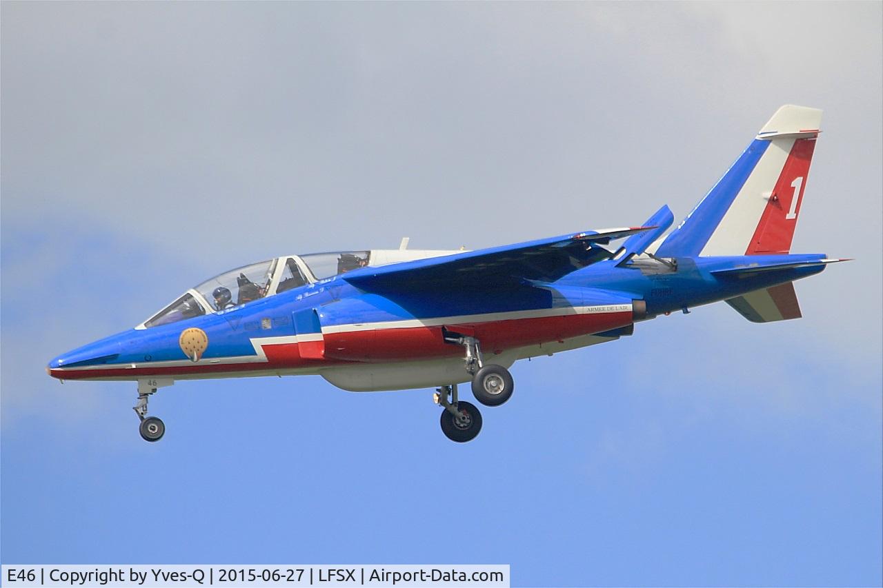E46, Dassault-Dornier Alpha Jet E C/N E46, Dassault-Dornier Alpha Jet E (F-UHRF), Athos 01 leader of Patrouille de France 2015, On final rwy 29, Luxeuil-St Sauveur  Air Base 116 (LFSX) Air show 2015