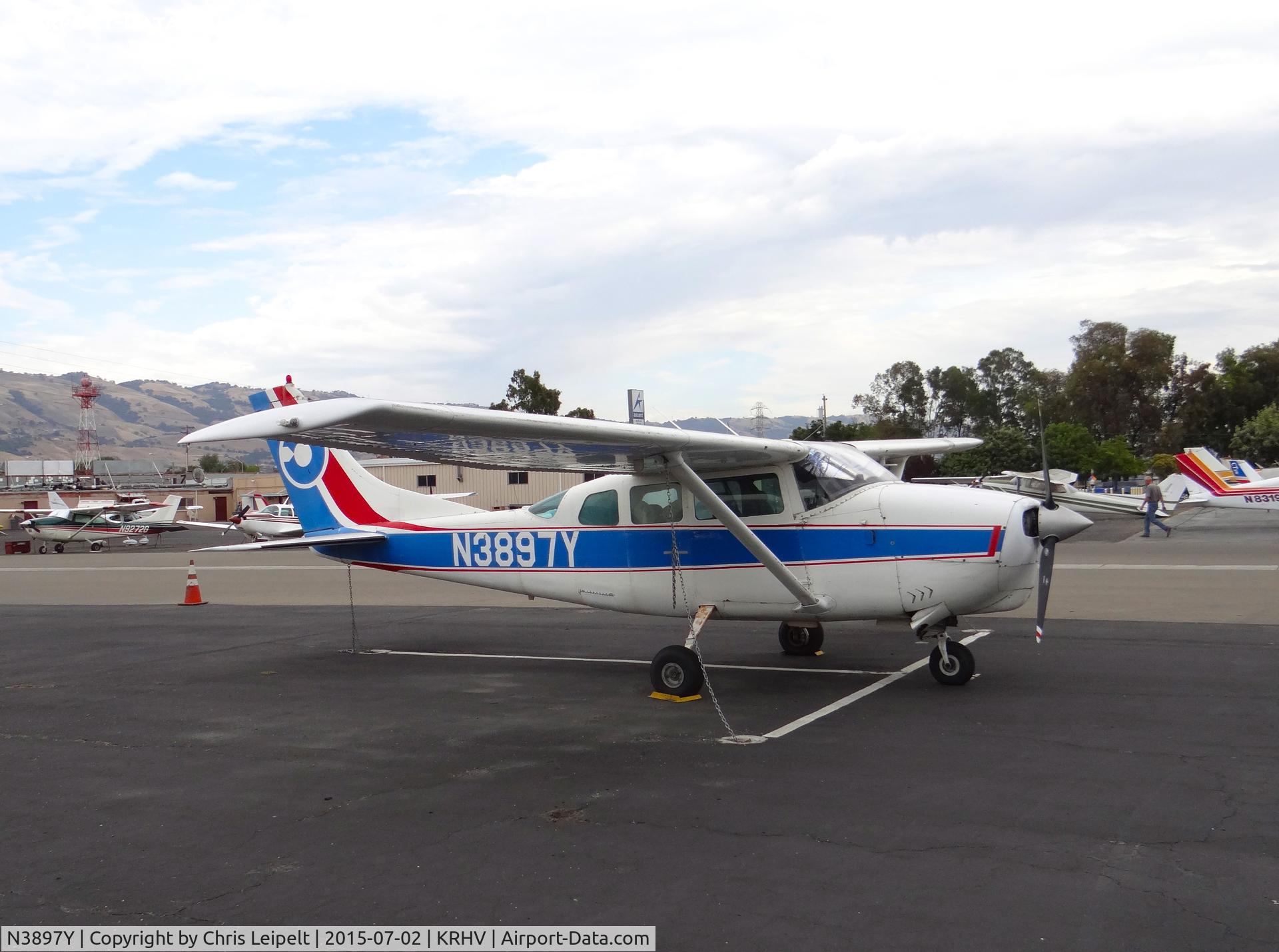 N3897Y, 1964 Cessna 210D Centurion C/N 21058397, Locally-based 1964 Cessna 210D parked in a new parking spot at Reid Hillview Airport, San Jose, CA.