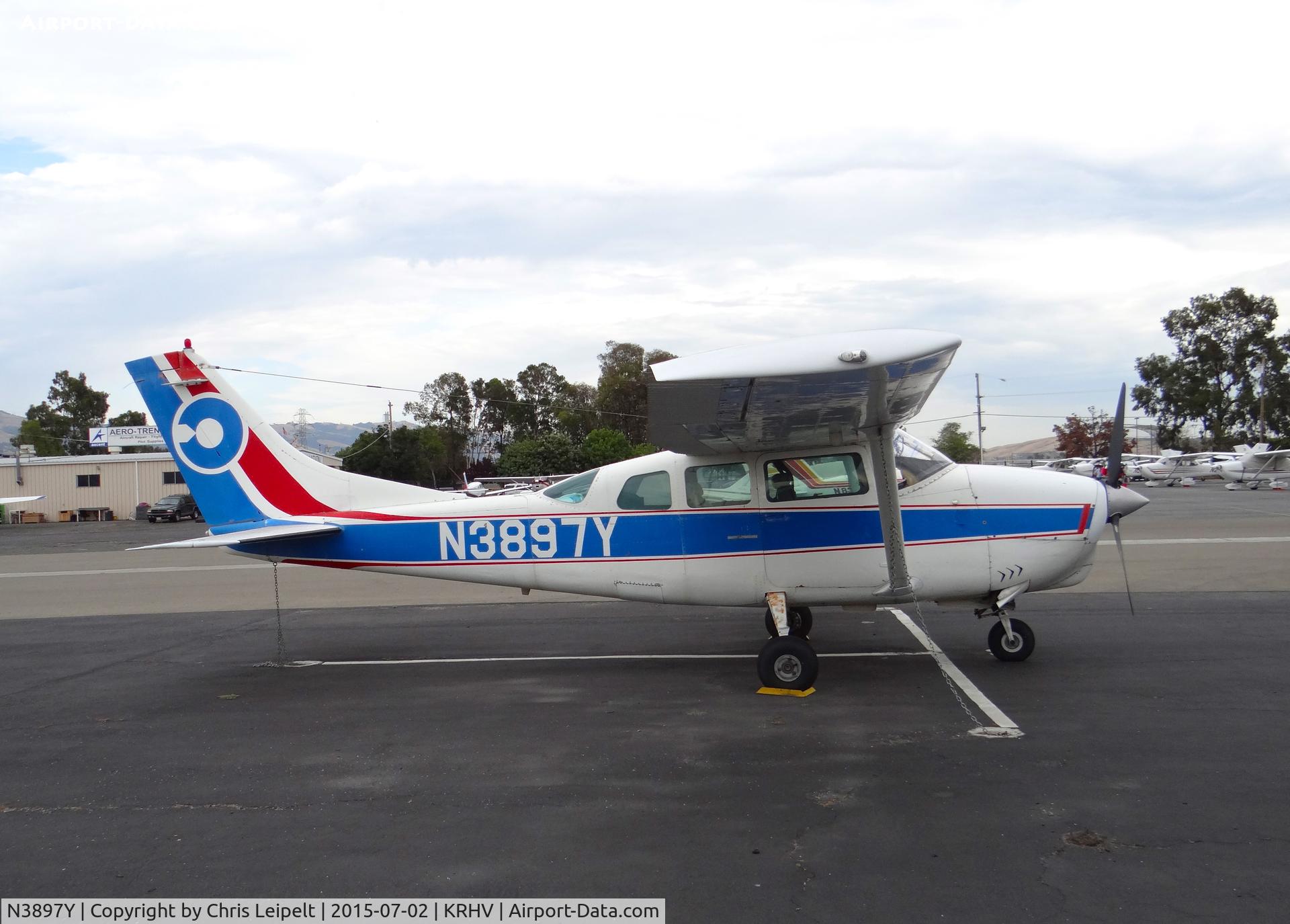 N3897Y, 1964 Cessna 210D Centurion C/N 21058397, Locally-based 1964 Cessna 210D parked in a new tie down at Reid Hillview Airport, San Jose, CA.