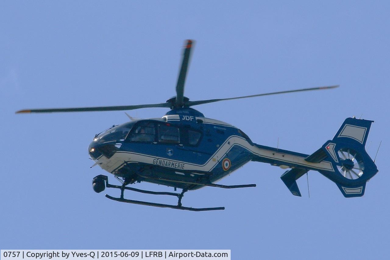 0757, 2009 Eurocopter EC-135T-2 C/N 0757, Eurocopter EC-135T-2, Flight over Brest-Bretagne airport (LFRB-BES)