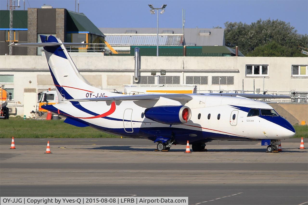 OY-JJG, 2002 Fairchild Dornier 328-300 328JET C/N 3200, Dornier Do-328JET, Parking area, Brest-Bretagne Airport (LFRB-BES)
