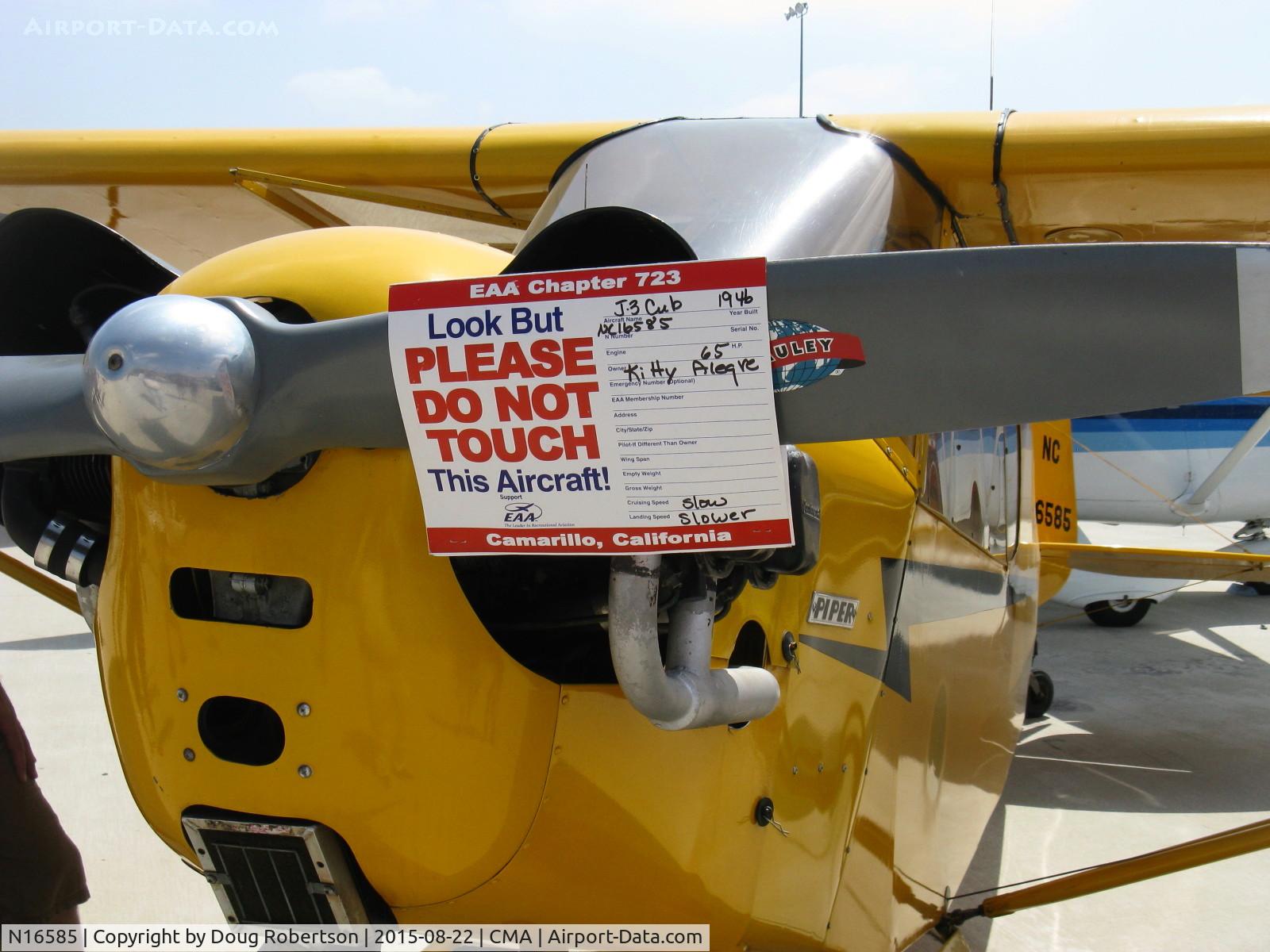 N16585, 1946 Piper J-3C-65 Cub C/N RH 17868, 1946 Piper J3C-65 CUB, Continental C65 65 Hp, a pristine CUB!, data