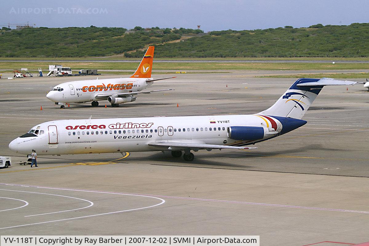 YV-118T, 1967 Douglas DC-9-31 C/N 47005, McDonnell-Douglas DC-9-31 [47005] (Aserca Airlines) Caracas-Simon Bolivar International~YV 02/12/2007. Marked YV118T.