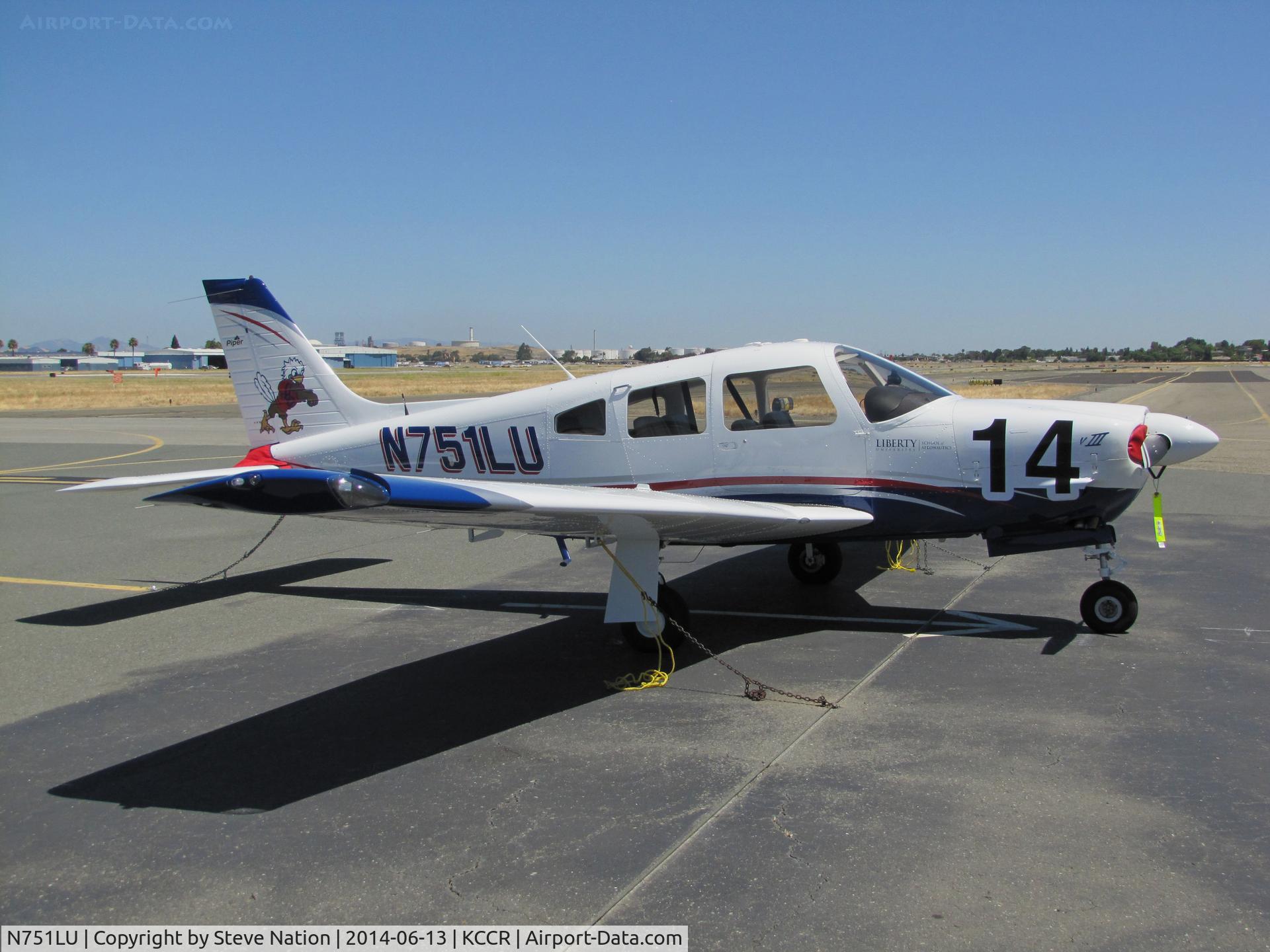 N751LU, 2013 Piper PA-28R-201 Cherokee Arrow III Cherokee Arrow III C/N 2844146, Liberty University 2013 Piper PA-28R-201 Cherokee Arrow III took part in 2014 Air Race Classic as race #14. Photo @ Concord, CA prior to start of the annual cross country event. Pilots Megan Grupp and Jessica Dyer, aka 