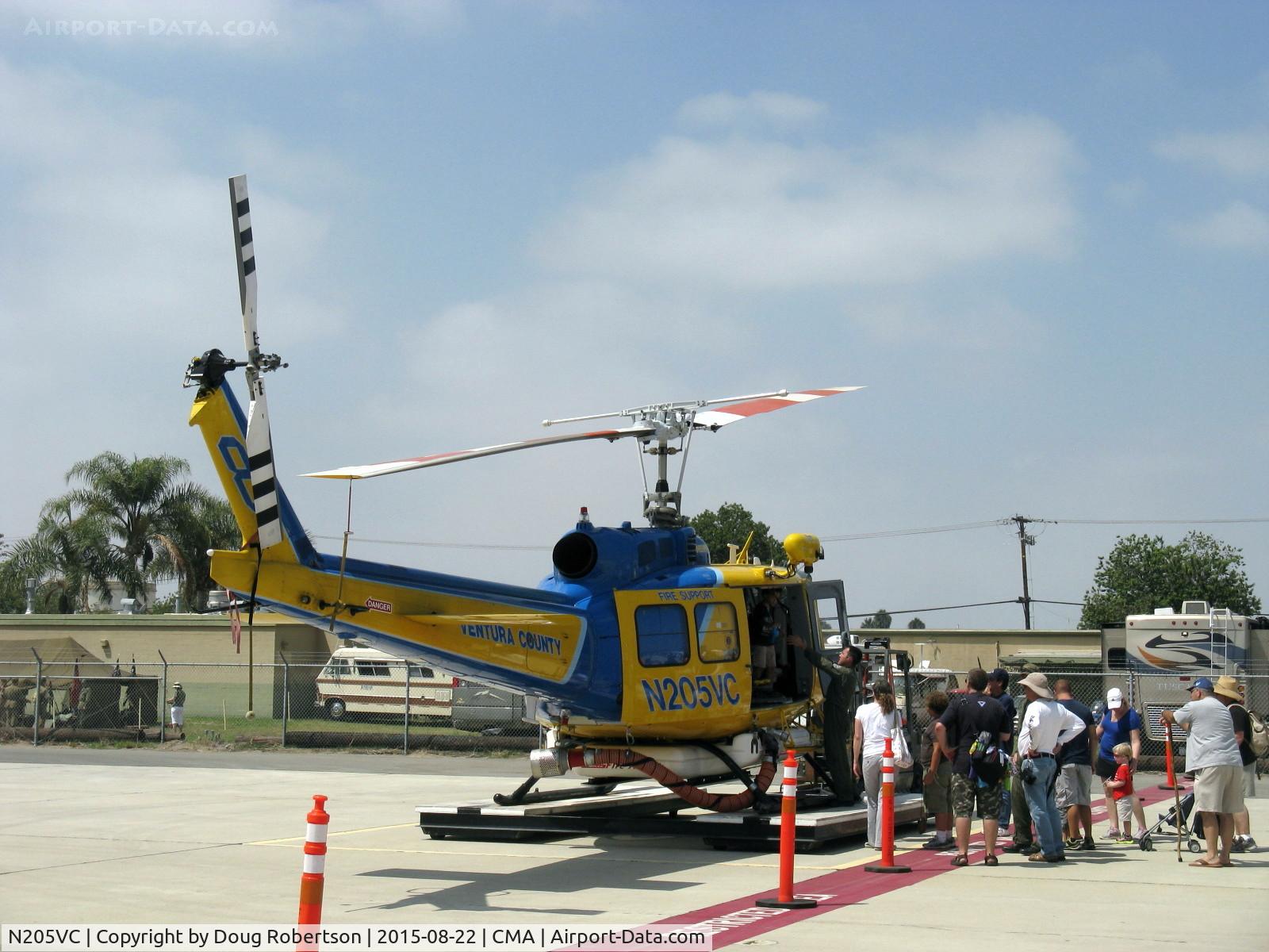 N205VC, 1969 Bell 205A-1 C/N 30066, 1969 Bell 205A-1, one 1,400 shp AVCO Lycoming TS313A TurboShaft derated to 1,200 shp for takeoff, Ventura County Sheriff Dept. Aviation Unit #8, quite the attraction, based at CMA.