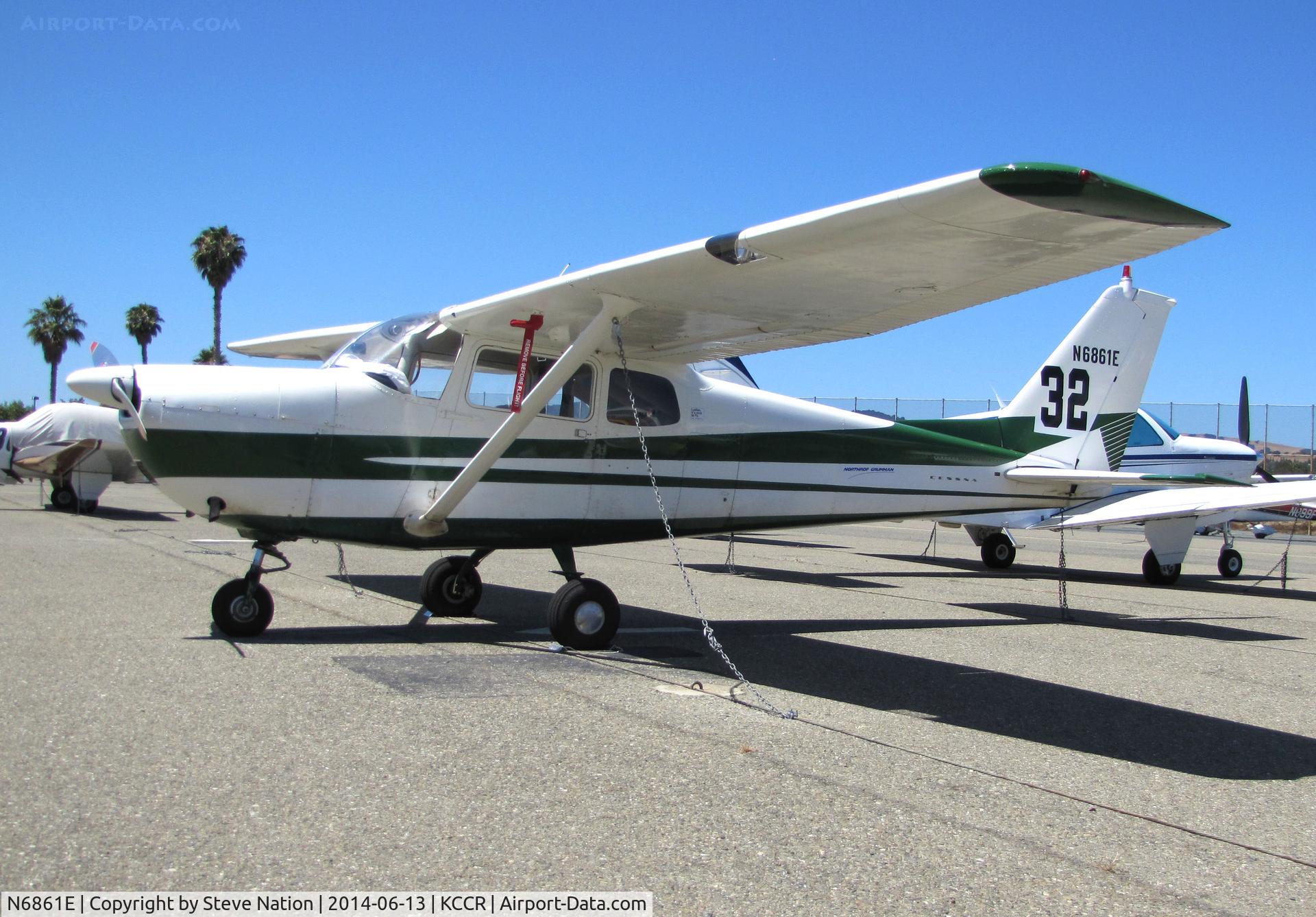 N6861E, 1959 Cessna 175A Skylark C/N 56361, Idaho-based 1959 Cessna 175A took part in the 2014 Air Race Classic as Race #32. Photo @ Buchanan Field, Concord, CA ready for the annual cross country event. Pilots were Sherry Kandle and Joan Monica Weyhe aka 