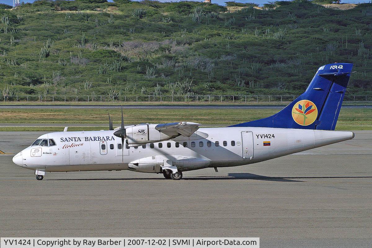 YV1424, 1993 ATR 42-320 C/N 368, Aerospatiale ATR-42-320 [368] (SBA Santa Barbara Airlines) Caracas-Simon Bolivar International~YV 02/12/2007. Marked YV1424.