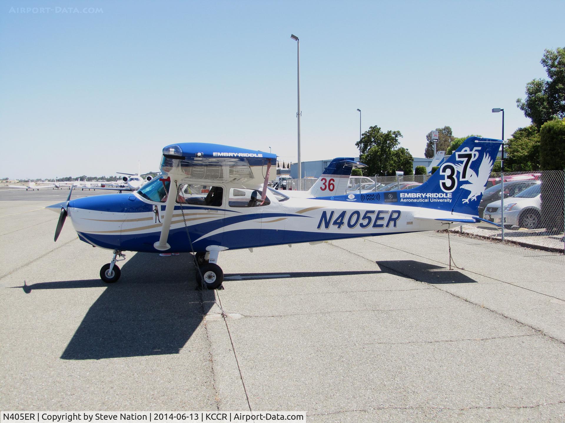 N405ER, 2002 Cessna 172S C/N 172S9155, Embry-Riddle Daytona 2002 Cessna 172S Skyhawk took part in 2014 Air Race Classic as Race #37. Photo at Concord, CA prior to start of the cross country event. Pilots Valdeta Mehanja and Nancy Snyder, aka the 