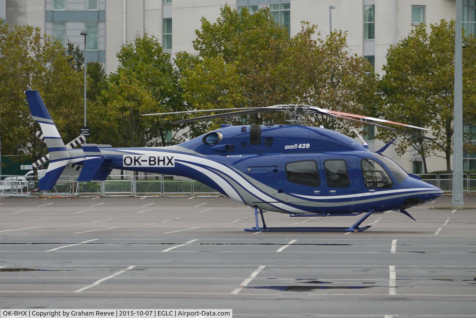 OK-BHX, 2014 Bell 429 GlobalRanger C/N 57224, Parked at Helitech 2015, Excel London.