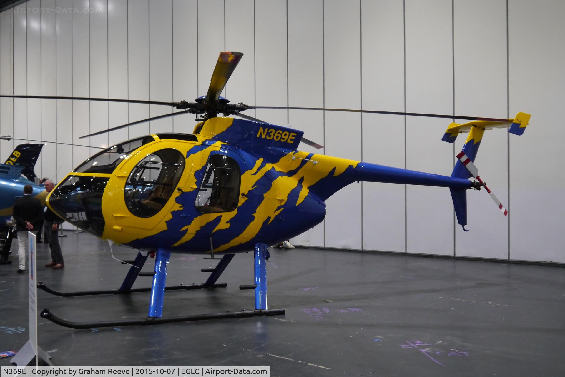 N369E, 1991 McDonnell Douglas MD-500E (369E) C/N 0474E, On display at Helitech 2015, Excel, London.