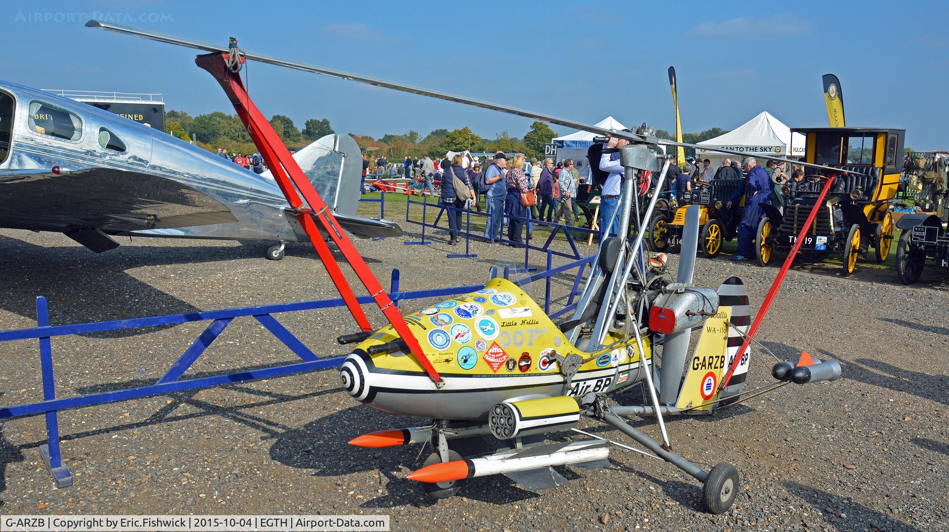 G-ARZB, 1962 Wallis WA116 Series 1 C/N B.203, 4. 'Little Nellie' enjoying a rare quiet moment at The Shuttleworth 'Uncovered' Airshow (Finale,) Oct. 2015.