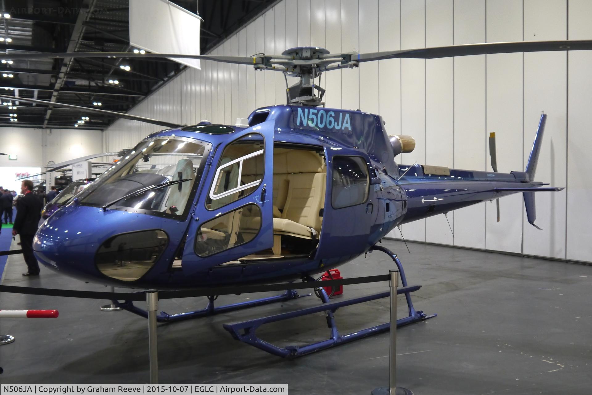 N506JA, 2015 Airbus Helicopters AS-350B-3 Ecureuil C/N 8021, On display at Helitech 2015, Excel, London.