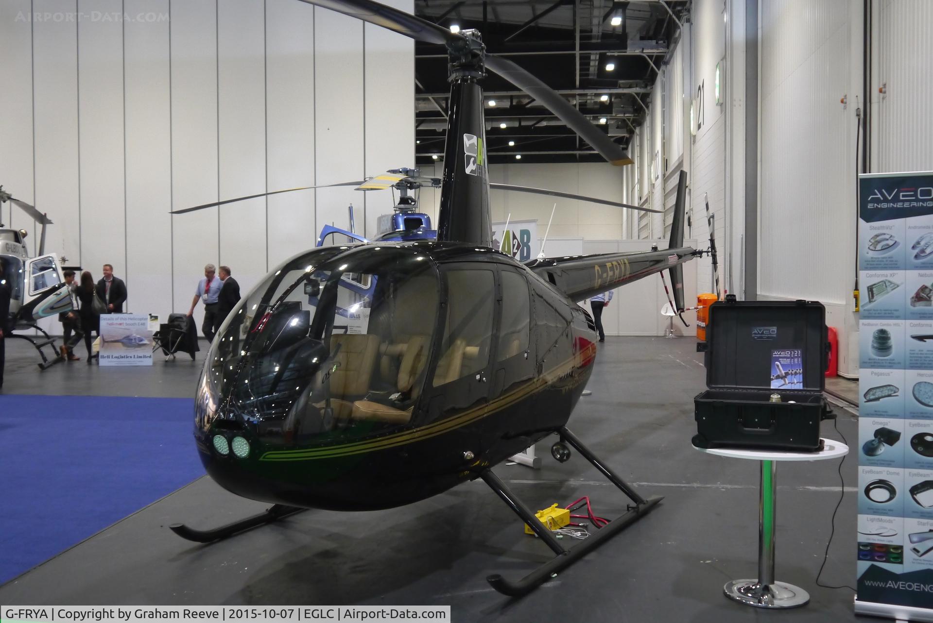 G-FRYA, 2006 Robinson R44 Raven II C/N 11605, On display at Helitech 2015, Excel, London.