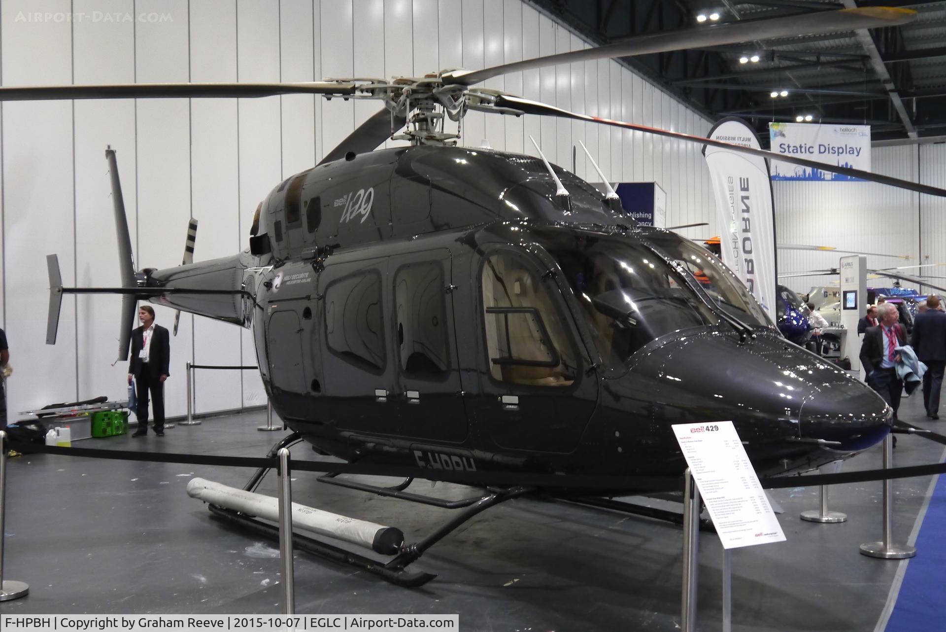 F-HPBH, 2014 Bell 429 GlobalRanger C/N 57199, On display at Helitech 2015, Excel, London.