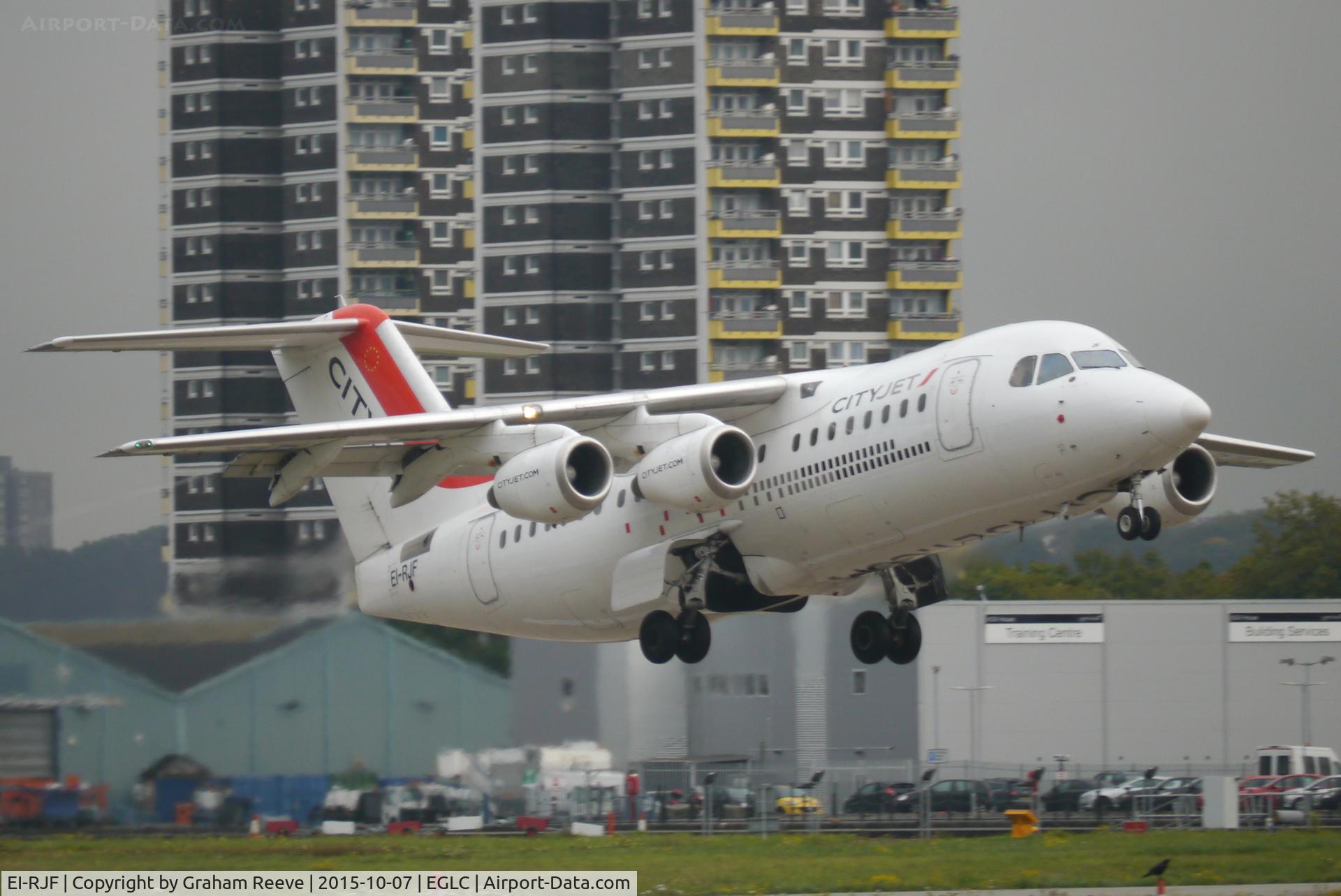 EI-RJF, 1998 British Aerospace Avro 146-RJ85A C/N E2337, Departing from London City Airport.