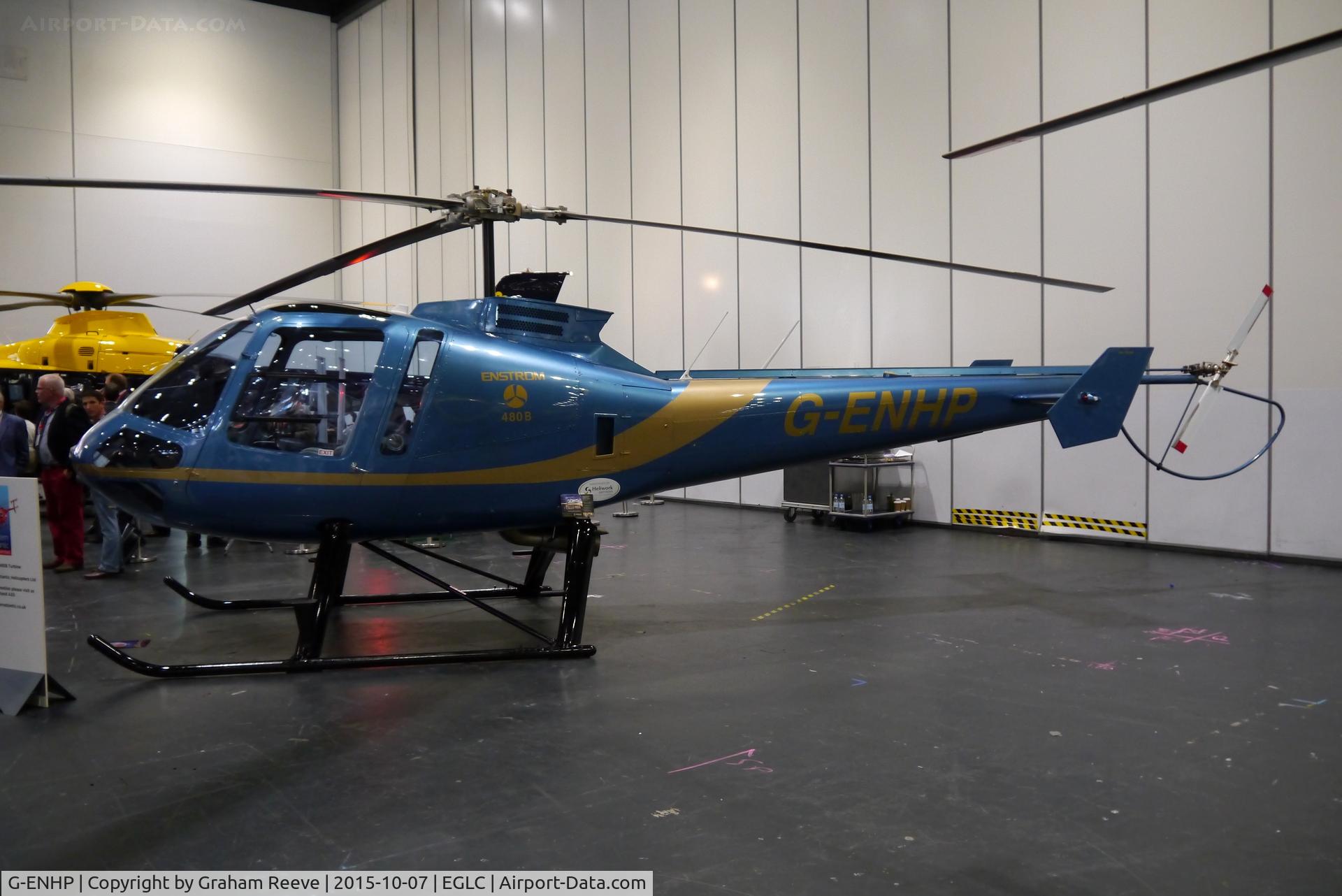 G-ENHP, 2005 Enstrom 480B C/N 5084, On display at Helitech, London.