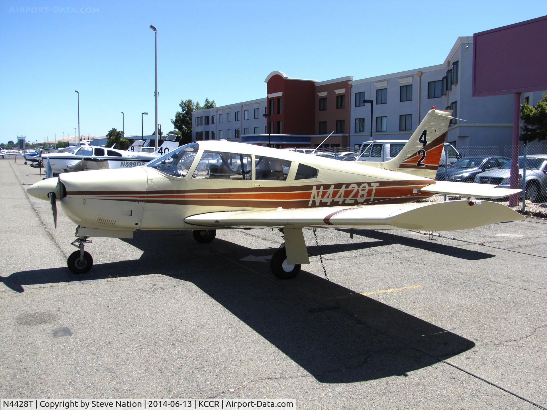N4428T, 1972 Piper PA-28R-200 Cherokee Arrow C/N 28R-7235047, McGill University 1972 Piper PA-28R-200 Cherokee Arrow I took part in 2014 Air Race Classic as Race #42. Photo at Concord, CA prior to start of the cross country event. Pilots were Annie Wen, Sonya Vinderskov & Emily Fowler aka the 