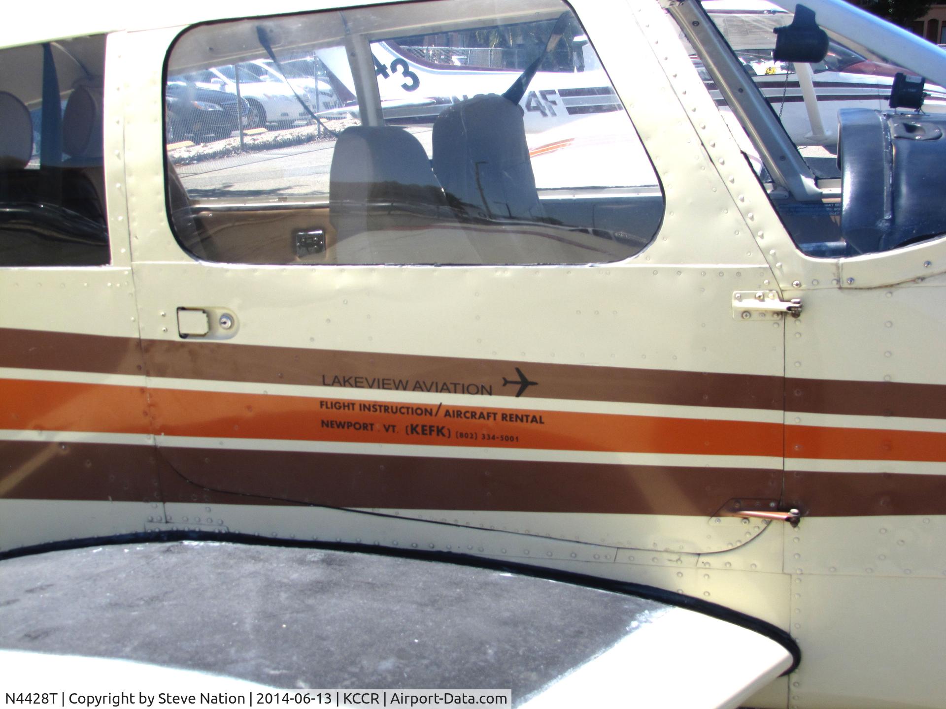 N4428T, 1972 Piper PA-28R-200 Cherokee Arrow C/N 28R-7235047, McGill University 1972 Piper PA-28R-200 Cherokee Arrow I took part in 2014 Air Race Classic as Race #42. Photo at Concord, CA prior to start of the cross country event. Lakeview Aviation of Newport, VT provided the Arrow.
