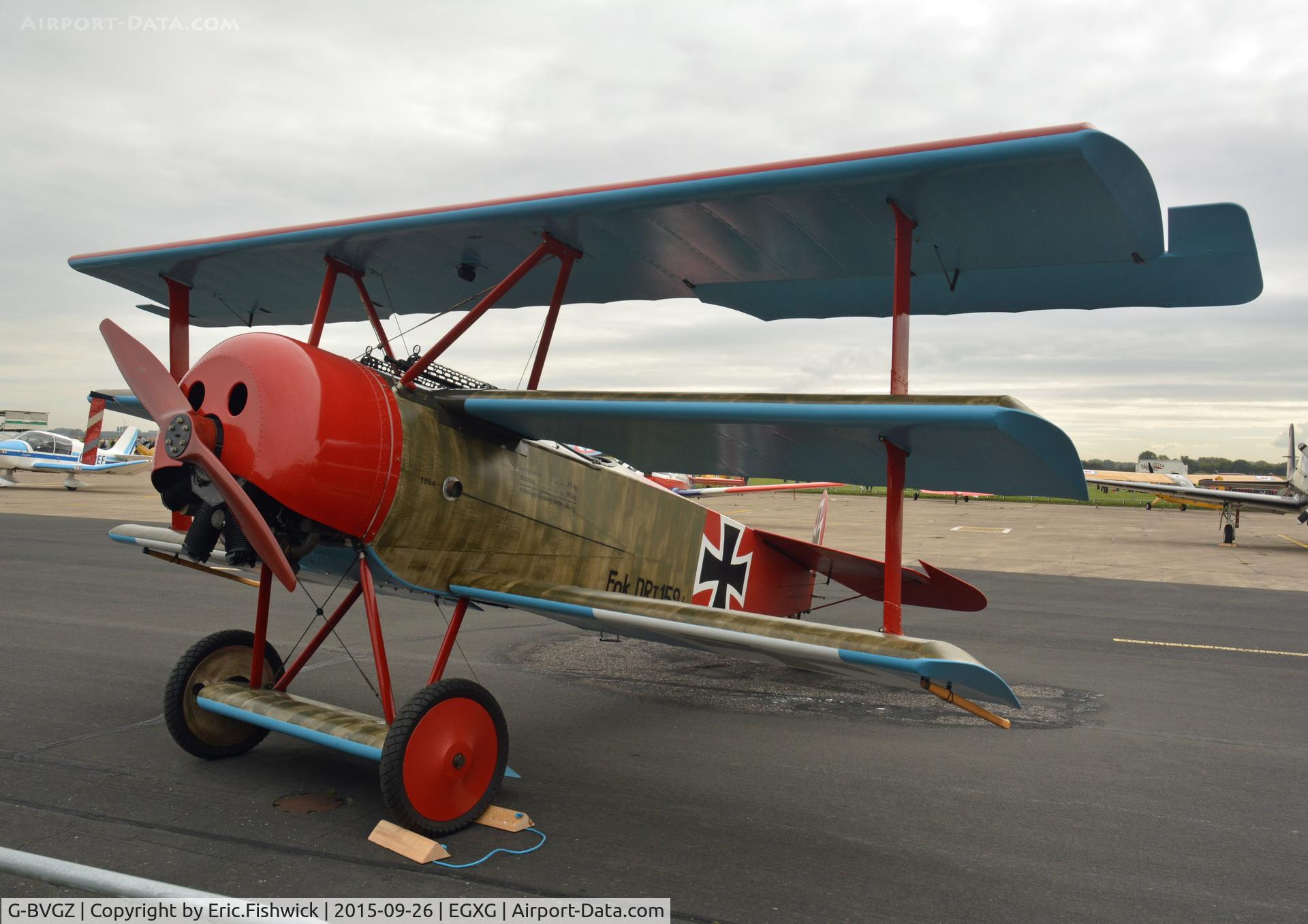 G-BVGZ, 1994 Fokker Dr.1 Triplane Replica C/N PFA 238-12654, 3. G-VBGZ at The Yorkshire Air Show, Church Fenton, Sept. 2015.