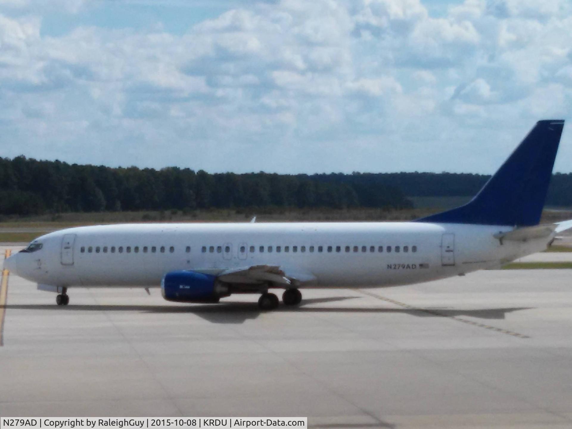 N279AD, 1992 Boeing 737-4Q8 C/N 26279, JPATS prisoner transport flight operated by US Marshall's Service departing RDU for ROA and OKC after loading