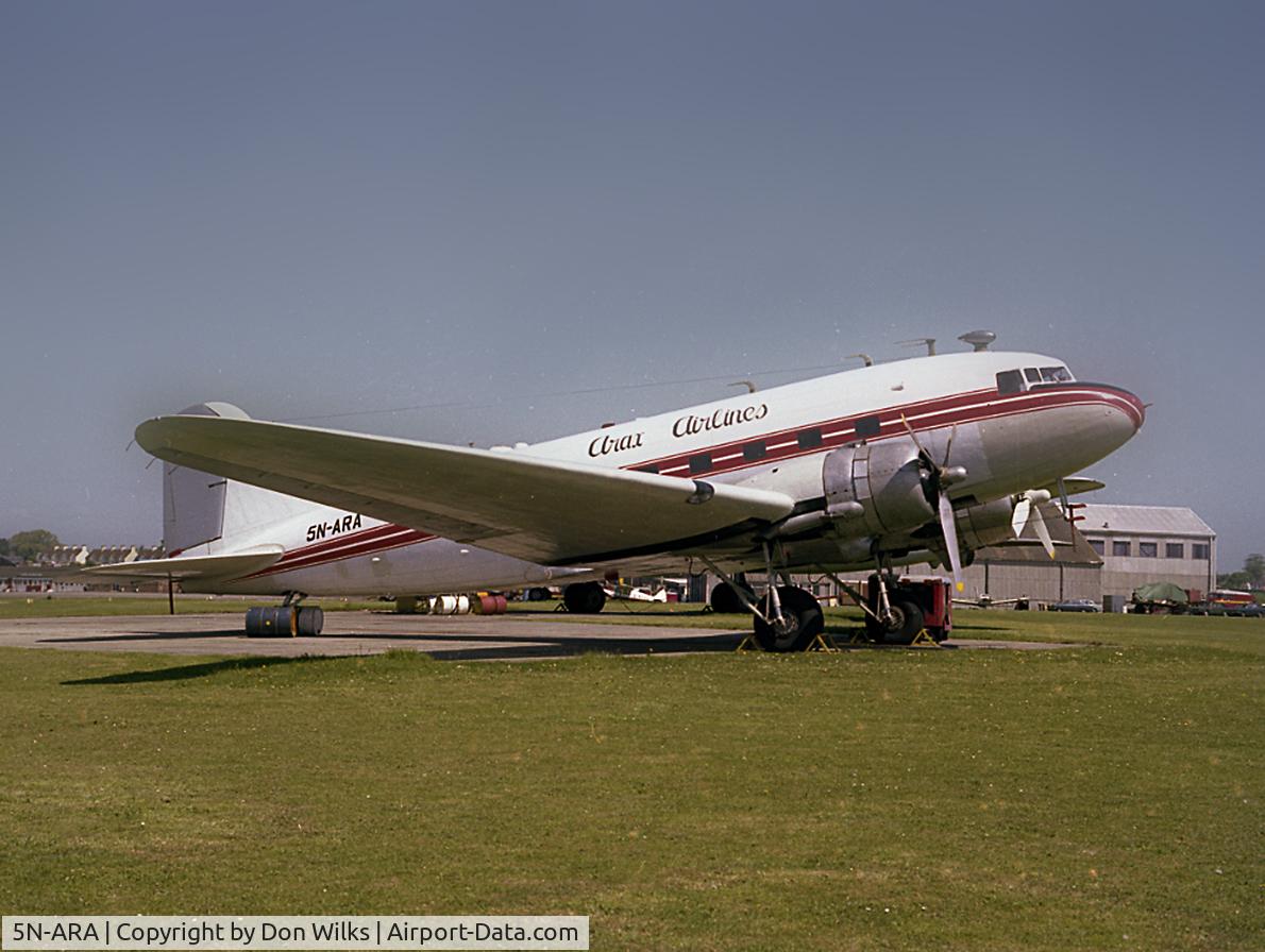 5N-ARA, 1944 Douglas DC-3 (C-47B-30-DK) C/N 33042, Photo taken at Manston, Kent, UK in the late 1980s