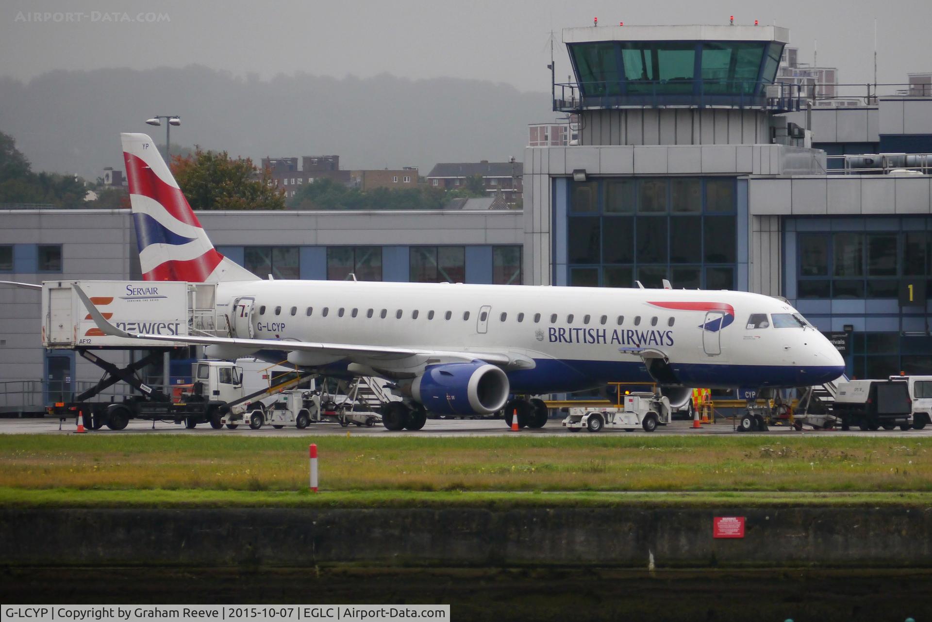 G-LCYP, 2011 Embraer 190SR (ERJ-190-100SR) C/N 19000443, Parked at London City.