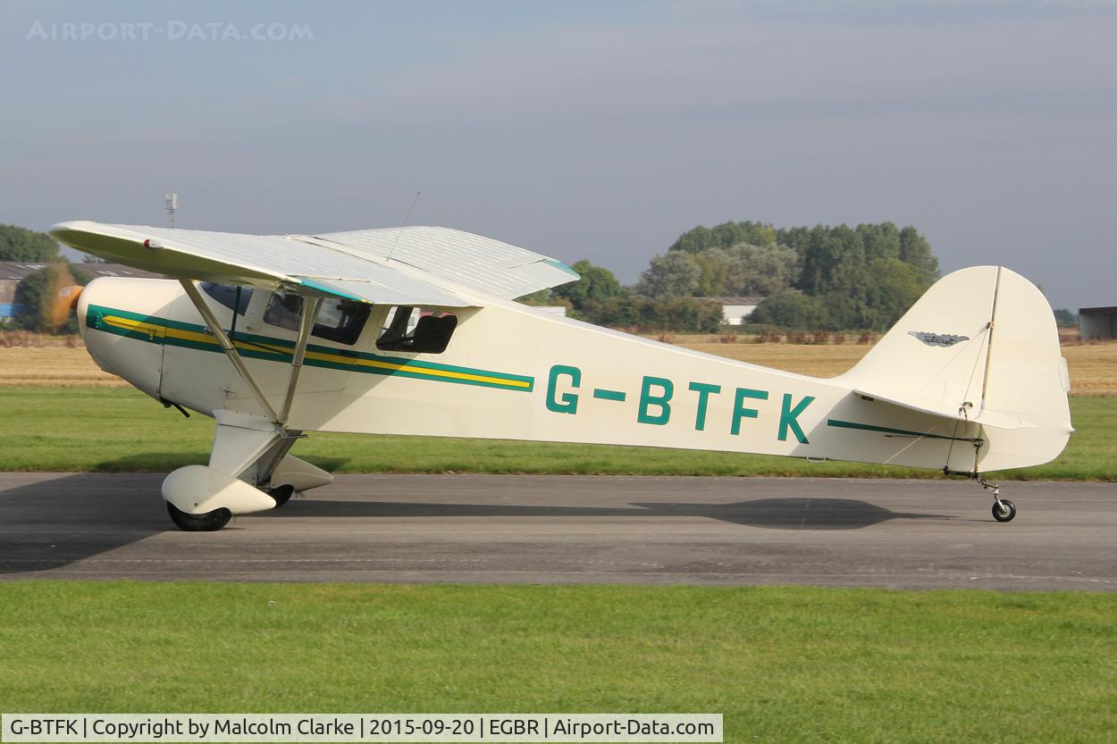 G-BTFK, 1947 Taylorcraft BC-12D Twosome C/N 10540, Taylorcraft BC-12D Twosome at The Real Aeroplane Club's Helicopter Fly-In, Breighton Airfield, September 20th 2015.