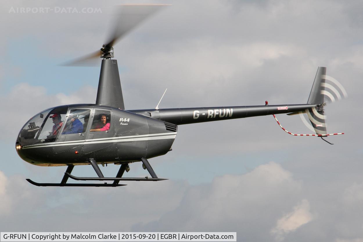 G-RFUN, 2002 Robinson R44 Raven C/N 1239, Robinson R-44 Raven at The Real Aeroplane Club's Helicopter Fly-In, Breighton Airfield, September 20th 2015.