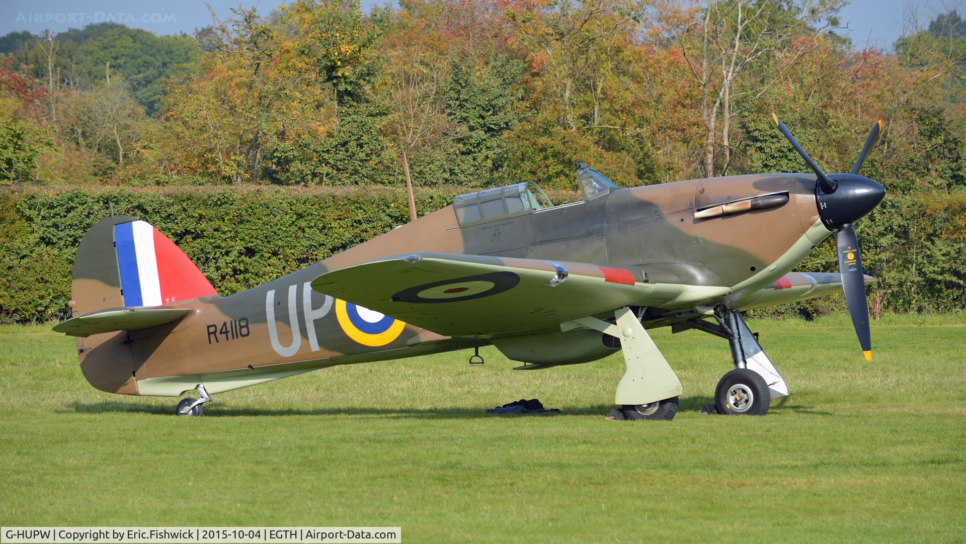 G-HUPW, 1940 Hawker Hurricane I C/N G592301, 3. R4118 at The Shuttleworth 'Uncovered' Airshow (Finale,) Oct. 2015.
