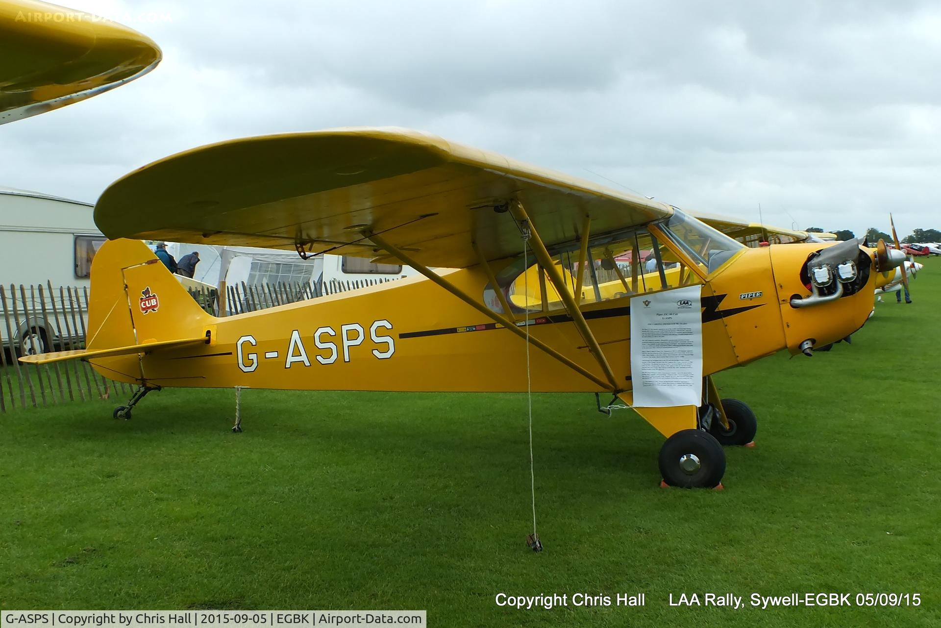 G-ASPS, 1947 Piper J3C-90 Cub C/N 22809, at the LAA Rally 2015, Sywell