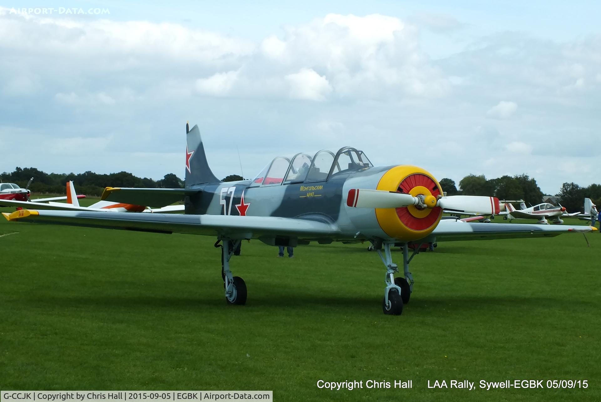 G-CCJK, 1996 Yakovlev (Aerostar) Yak-52 C/N 9612001, at the LAA Rally 2015, Sywell
