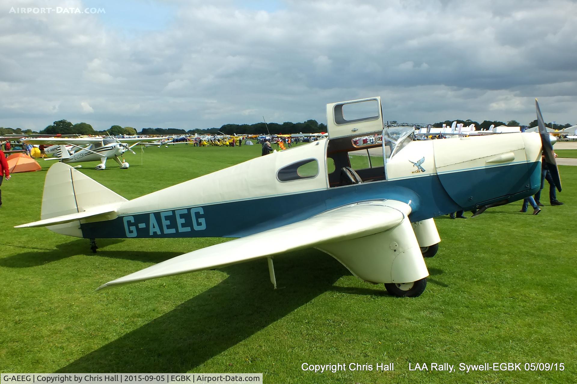 G-AEEG, 1936 Miles M-3A Falcon Major C/N 216, at the LAA Rally 2015, Sywell