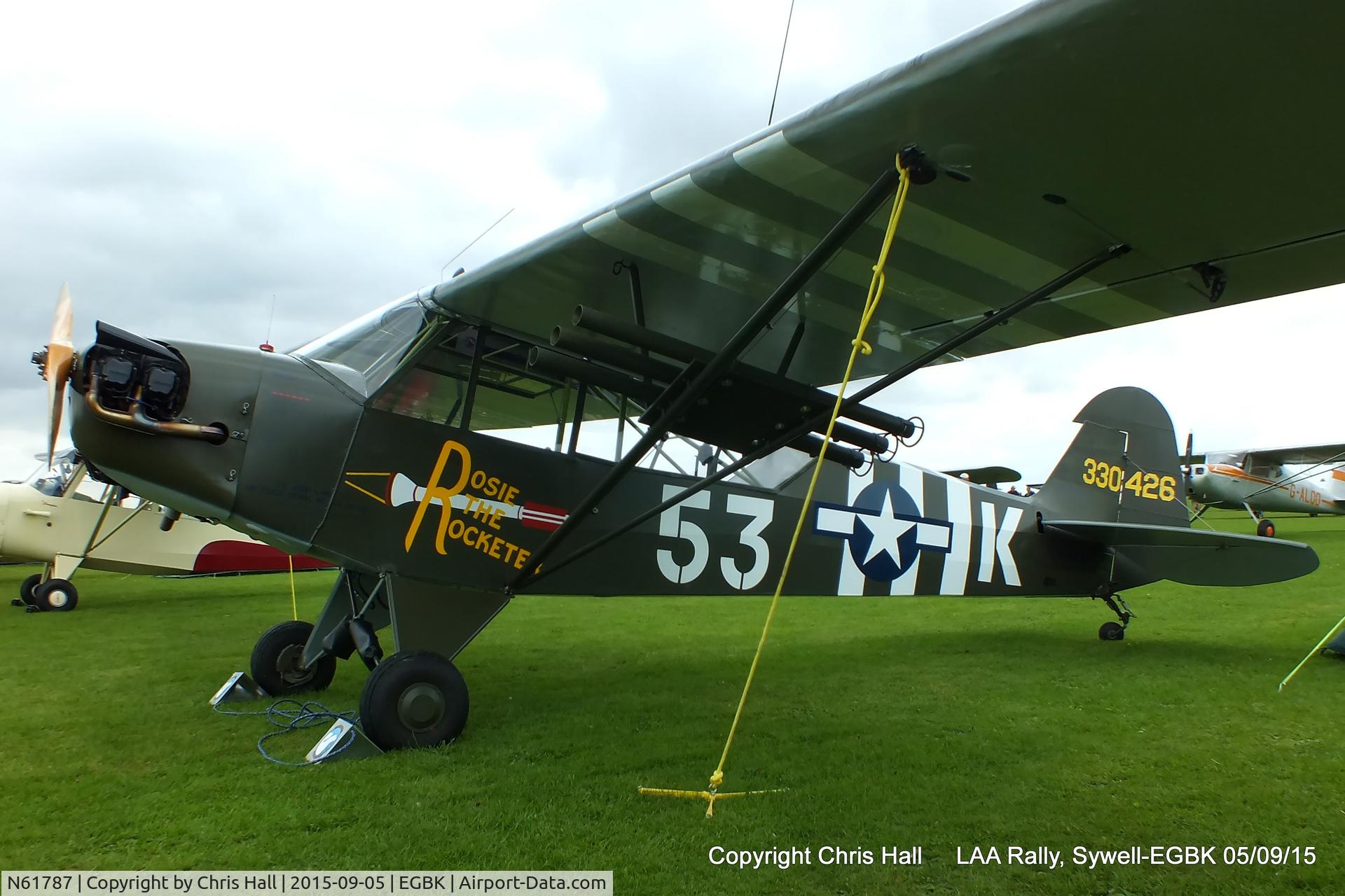 N61787, Piper J3C-65 Cub Cub C/N 13624, at the LAA Rally 2015, Sywell