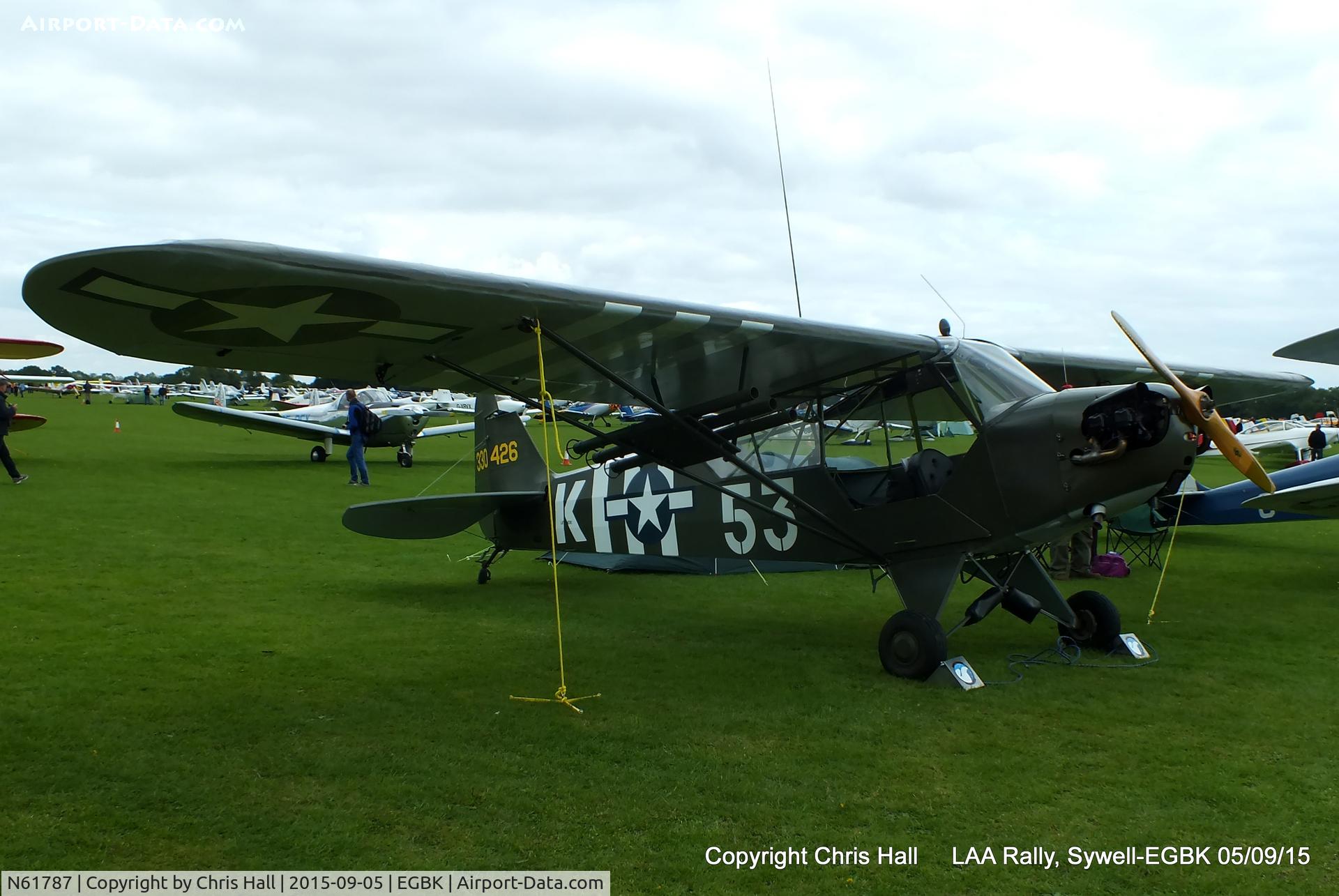 N61787, Piper J3C-65 Cub Cub C/N 13624, at the LAA Rally 2015, Sywell