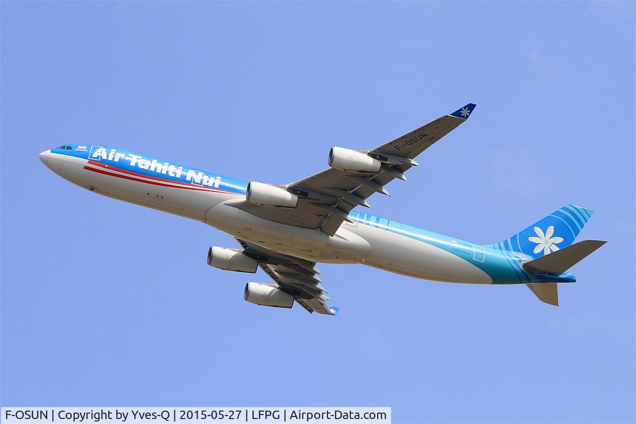 F-OSUN, 2001 Airbus A340-313 C/N 446, Airbus A340-313, Take off Rwy 27L, Roissy Charles De Gaulle Airport (LFPG-CDG)