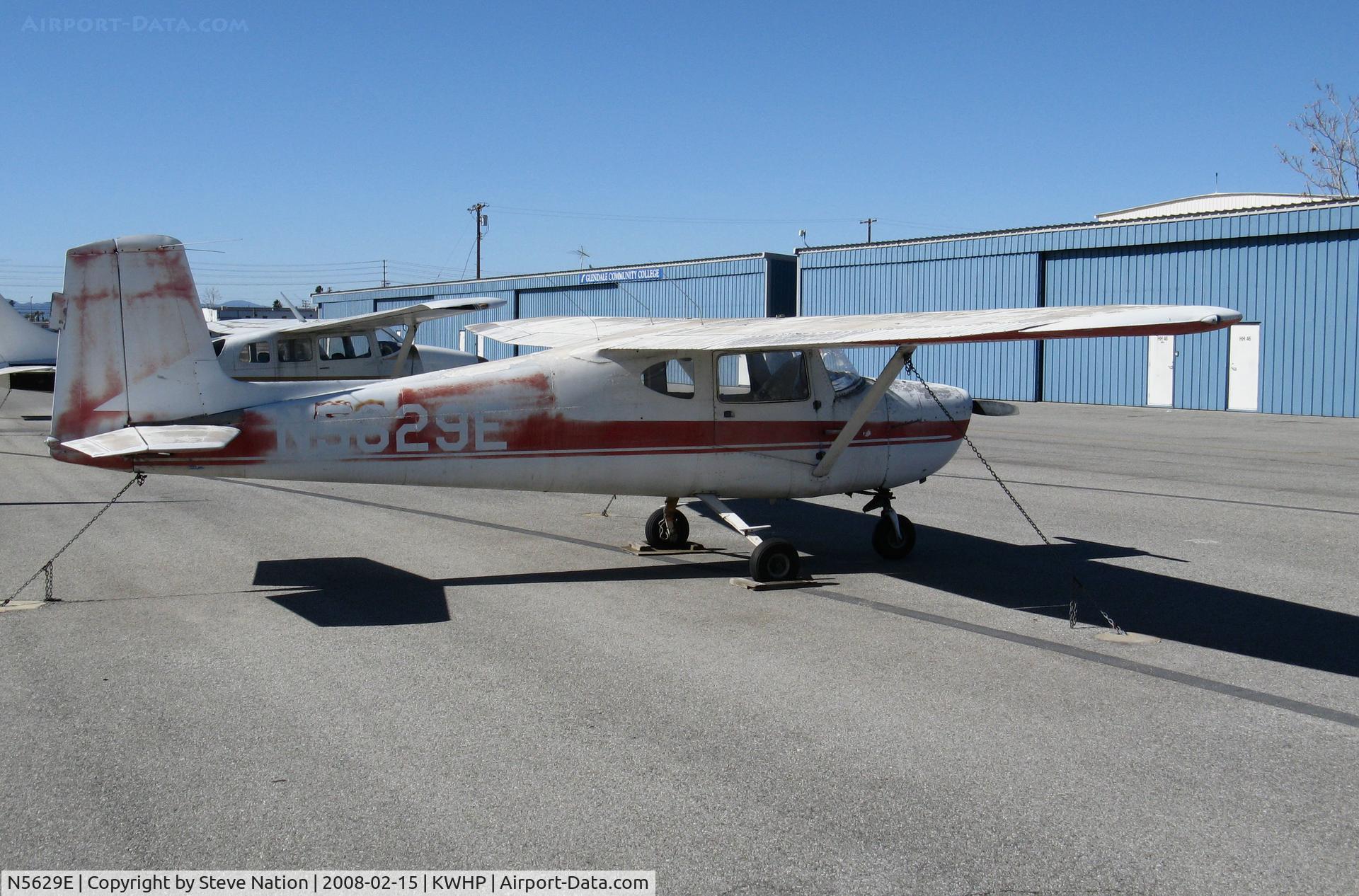 N5629E, 1958 Cessna 150 C/N 17129, Locally-based 1958 Cessna 150 straight tail in need of a new paint job@ Whiteman Airport, Pacoima, CA