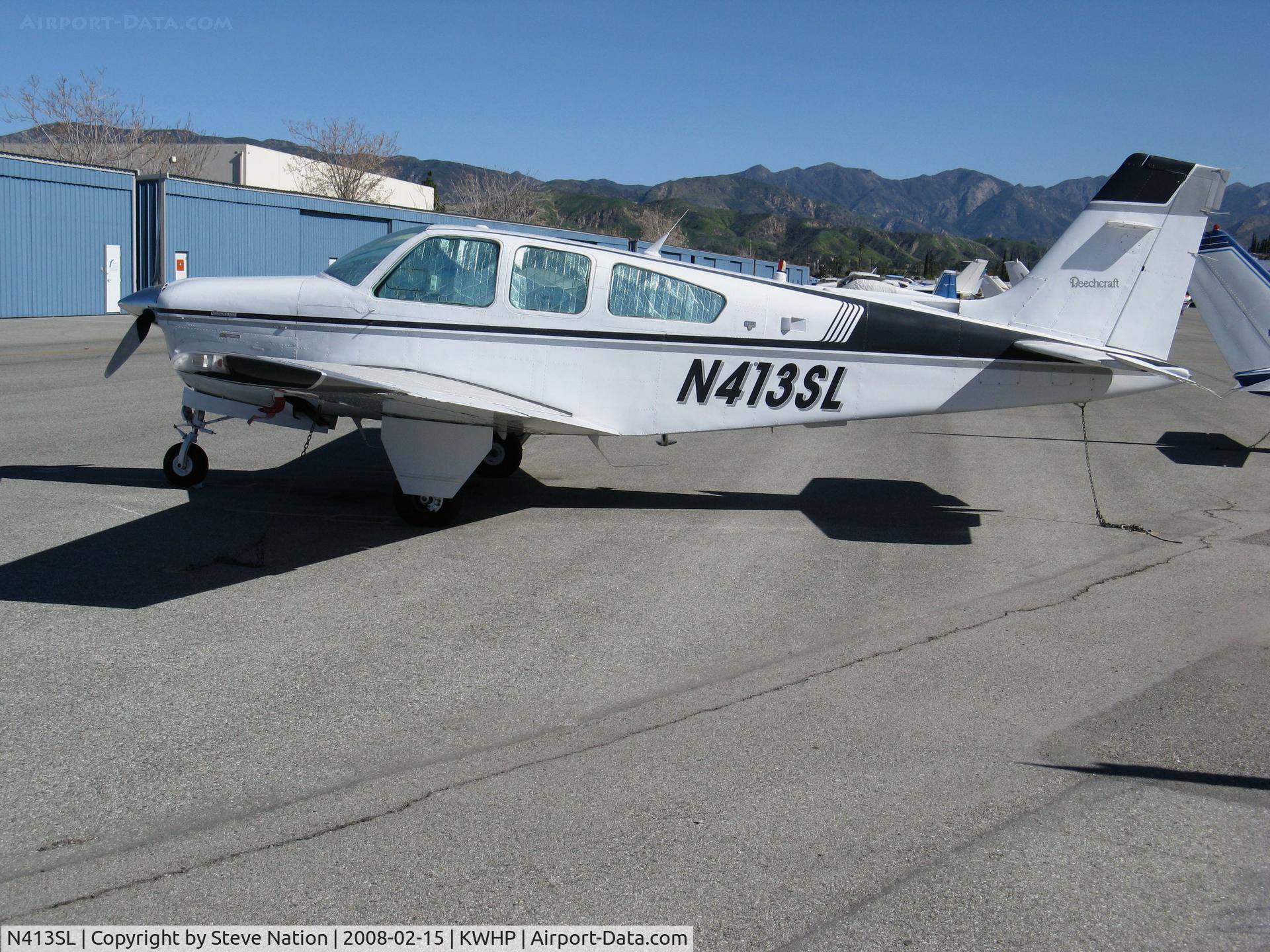 N413SL, 1988 Beech F33A Bonanza C/N CE-1289, Locally-based 1988 Beech F33A Bonanza @ Whiteman Airport, Pacoima, CA (now based in Florida)