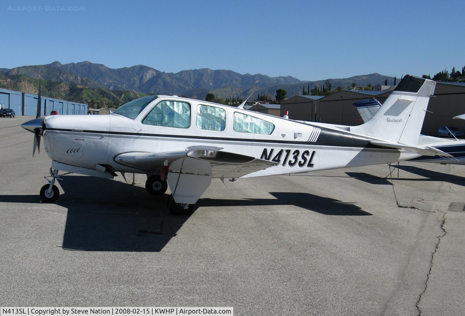 N413SL, 1988 Beech F33A Bonanza C/N CE-1289, Locally-based 1988 Beech F33A Bonanza @ Whiteman Airport, Pacoima, CA (now based in Florida)
