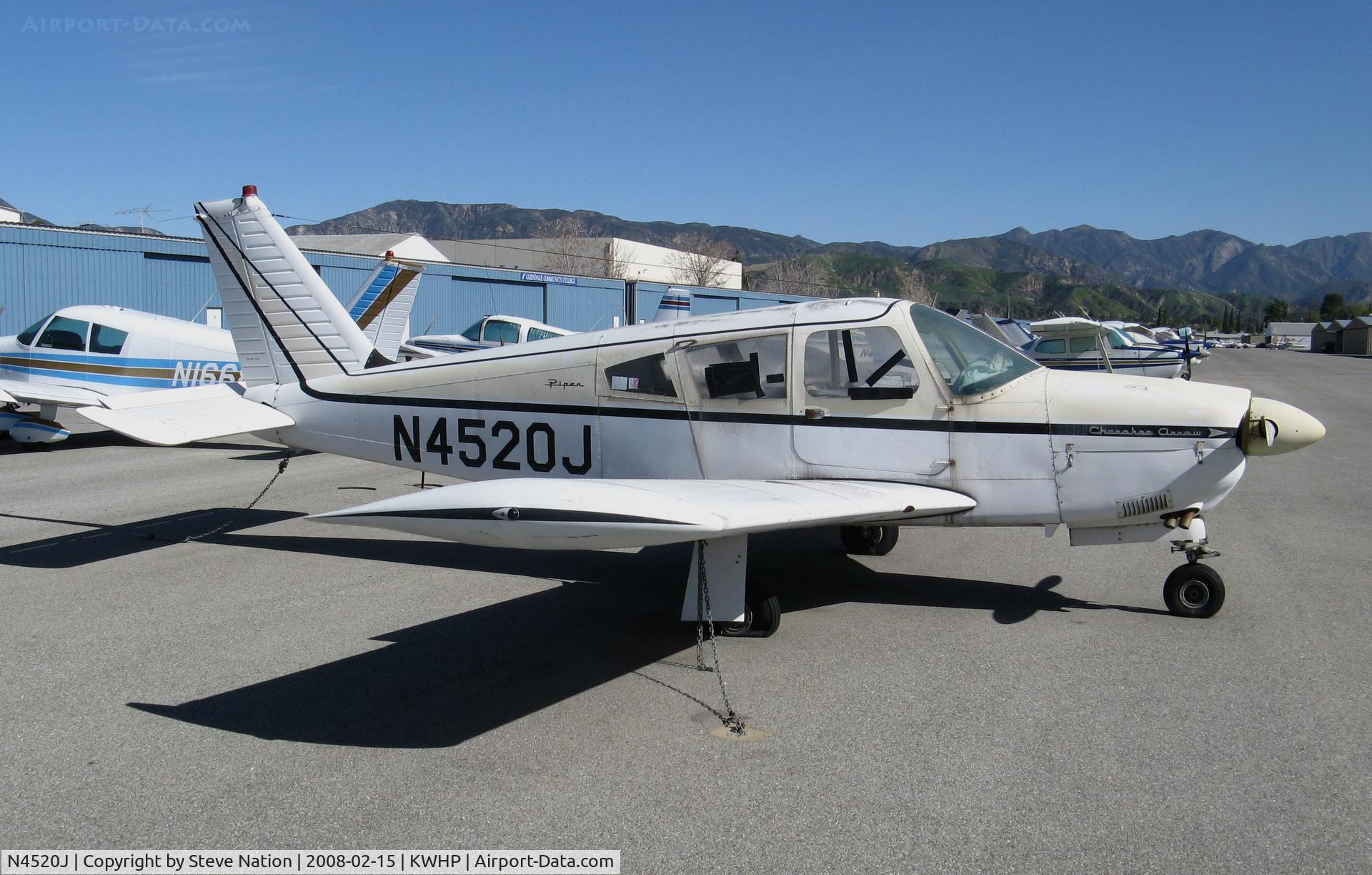 N4520J, 1968 Piper PA-28R-180 Cherokee Arrow C/N 28R-30377, Locally-based 1968 Piper PA-28R-180 Cherokee Arrow @ Whiteman Airport, Pacoima, CA (now registered to owner in Mississippi)