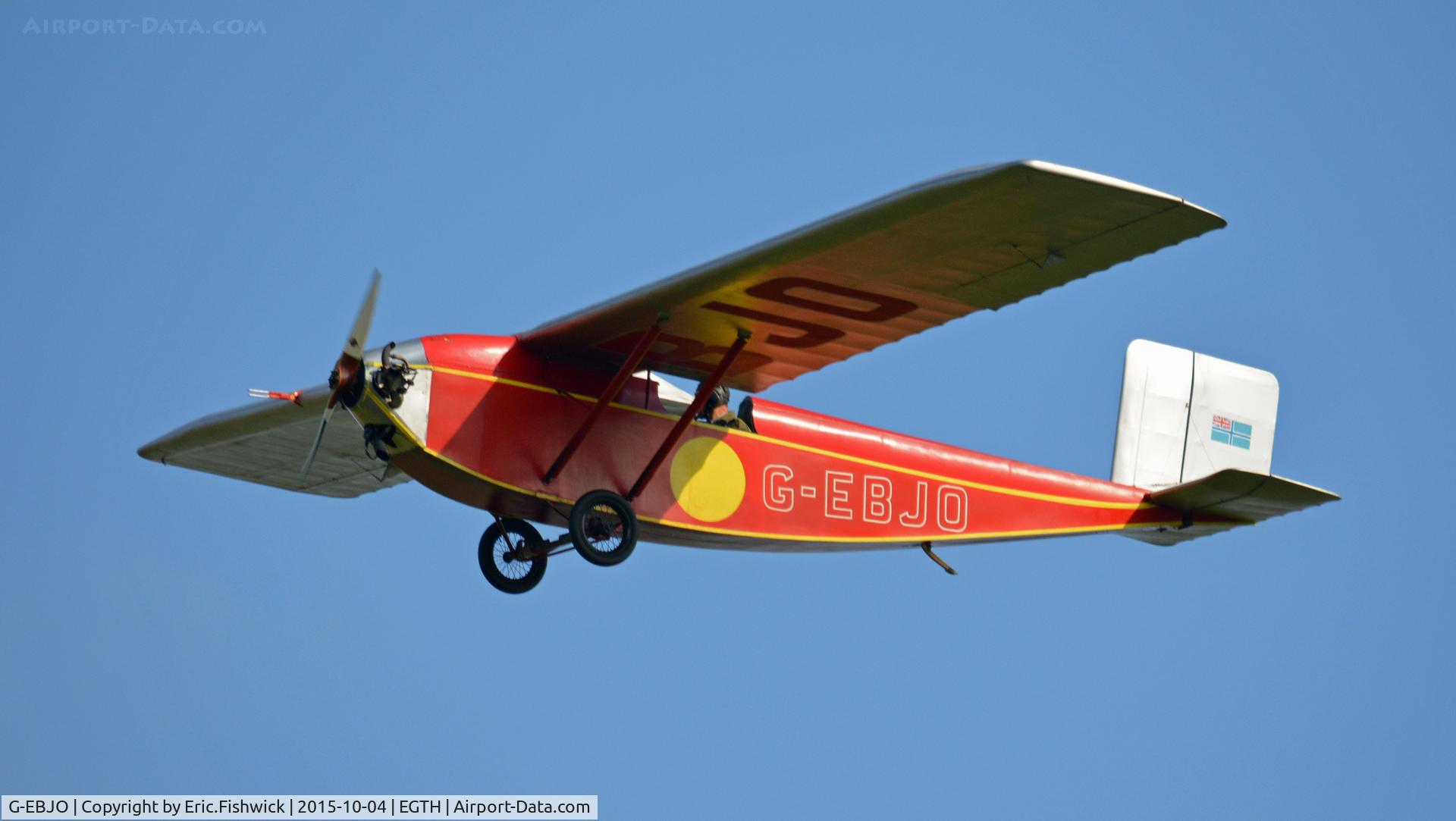 G-EBJO, 1924 Air Navigation And Engineering ANEC II C/N 1, 44. G-EBJO in display mode at The Shuttleworth 'Uncovered' Airshow (Finale,) Oct. 2015.