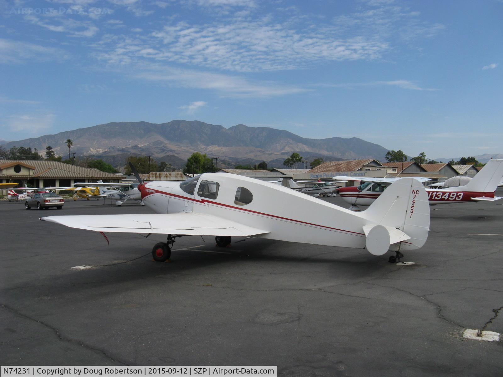 N74231, 1946 Bellanca 14-13 Cruisair Senior C/N 1344, 1946 Bellanca 14-13 CRUSAIR, Franklin 6AG335 geared 220 Hp upgrade, retractable landing gear. See/read my Bellanca history Article this site under Vintage aircraft.