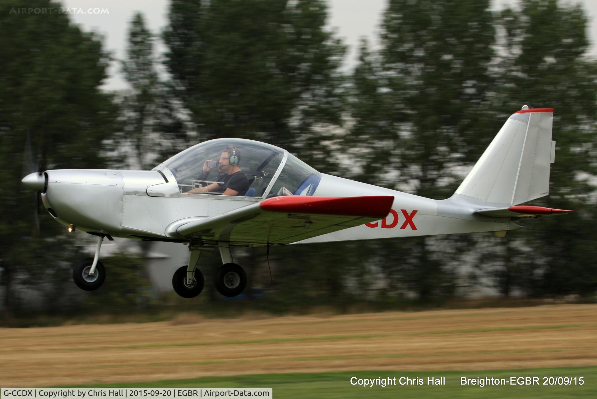 G-CCDX, 2003 Aerotechnik EV-97 Eurostar C/N PFA 315-14013, at Breighton's Heli Fly-in, 2015