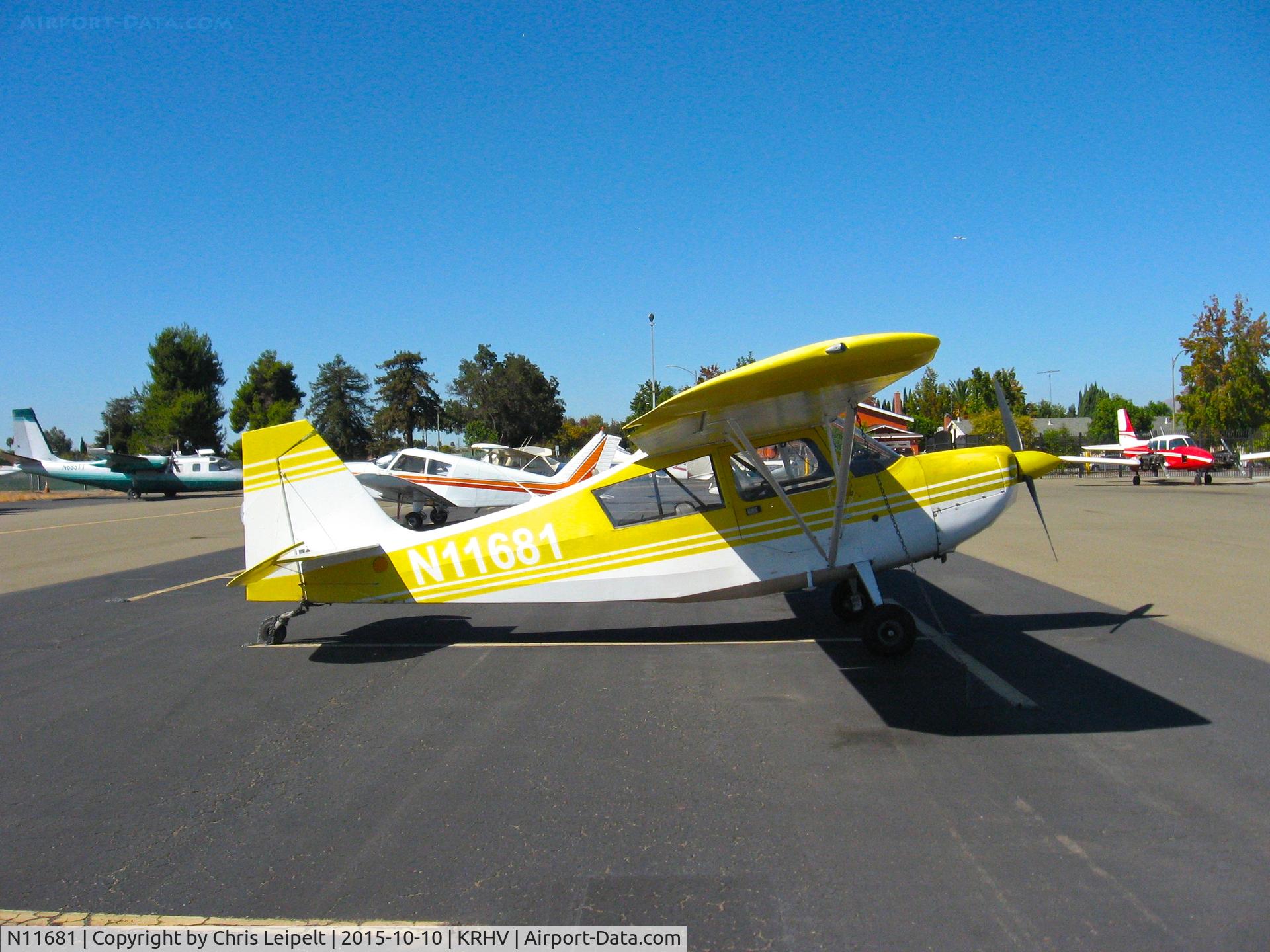 N11681, 1972 Bellanca 7KCAB Citabria C/N 308-72, Locally-based 1972 Bellanca 7KCAB sitting on the Victory Aero ramp for minor maintenance at Reid Hillview Airport, San Jose, CA.