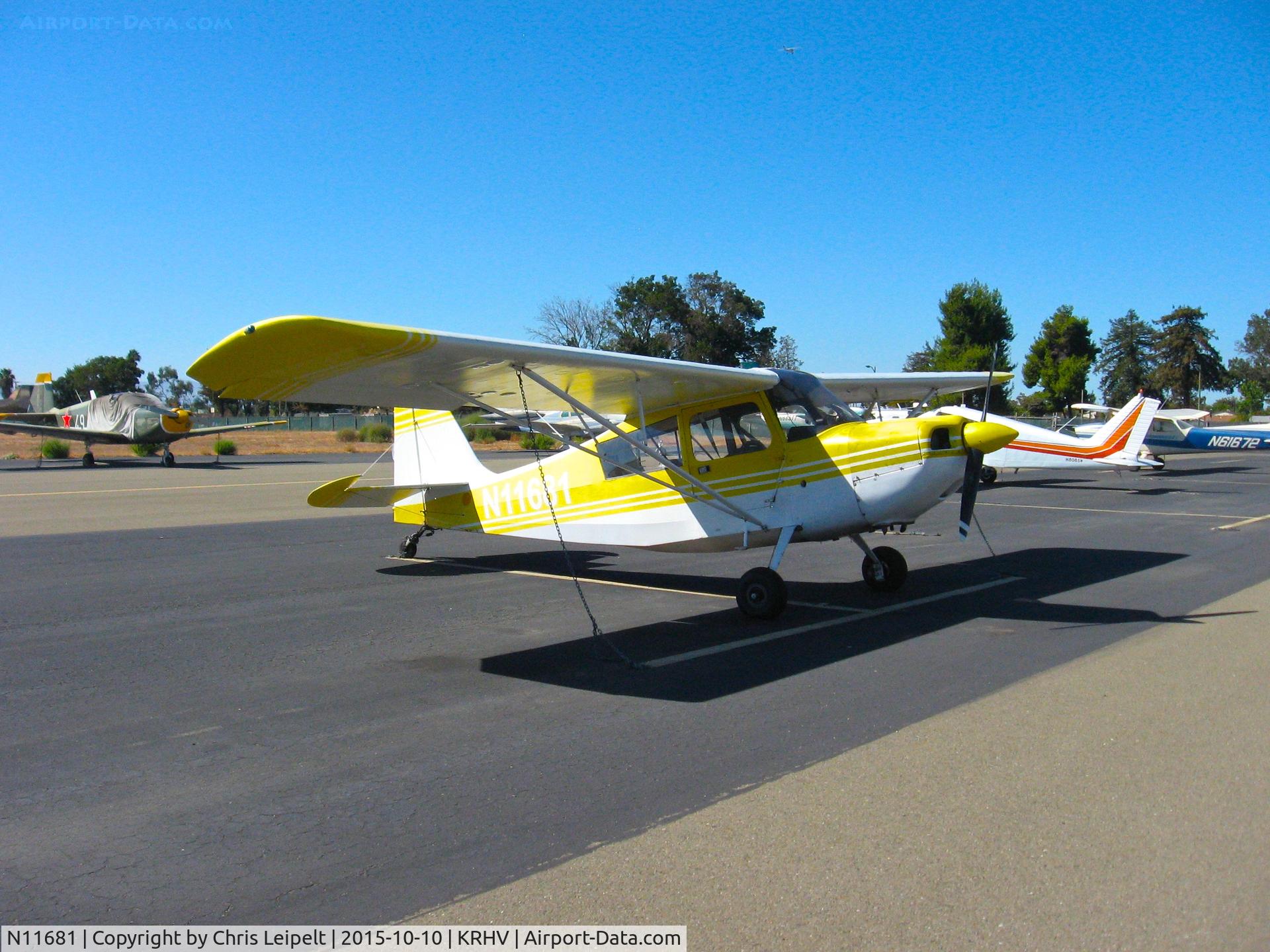 N11681, 1972 Bellanca 7KCAB Citabria C/N 308-72, Locally-based 1972 Bellanca 7KCAB sitting on the Victory Aero ramp for minor maintenance at Reid Hillview Airport, San Jose, CA.