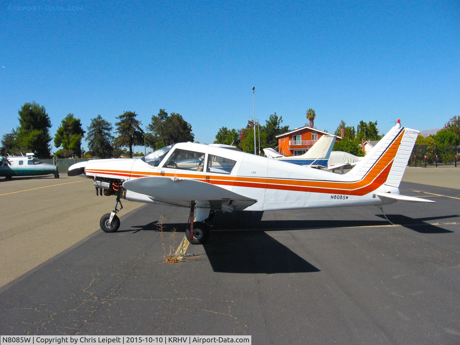 N8085W, 1965 Piper PA-28-180 Cherokee C/N 28-2175, Locally-based 1965 Piper PA-28-180 (with lower cowling removed) in for light maintenance from Victory Aero at Reid Hillview Airport, San Jose, CA.