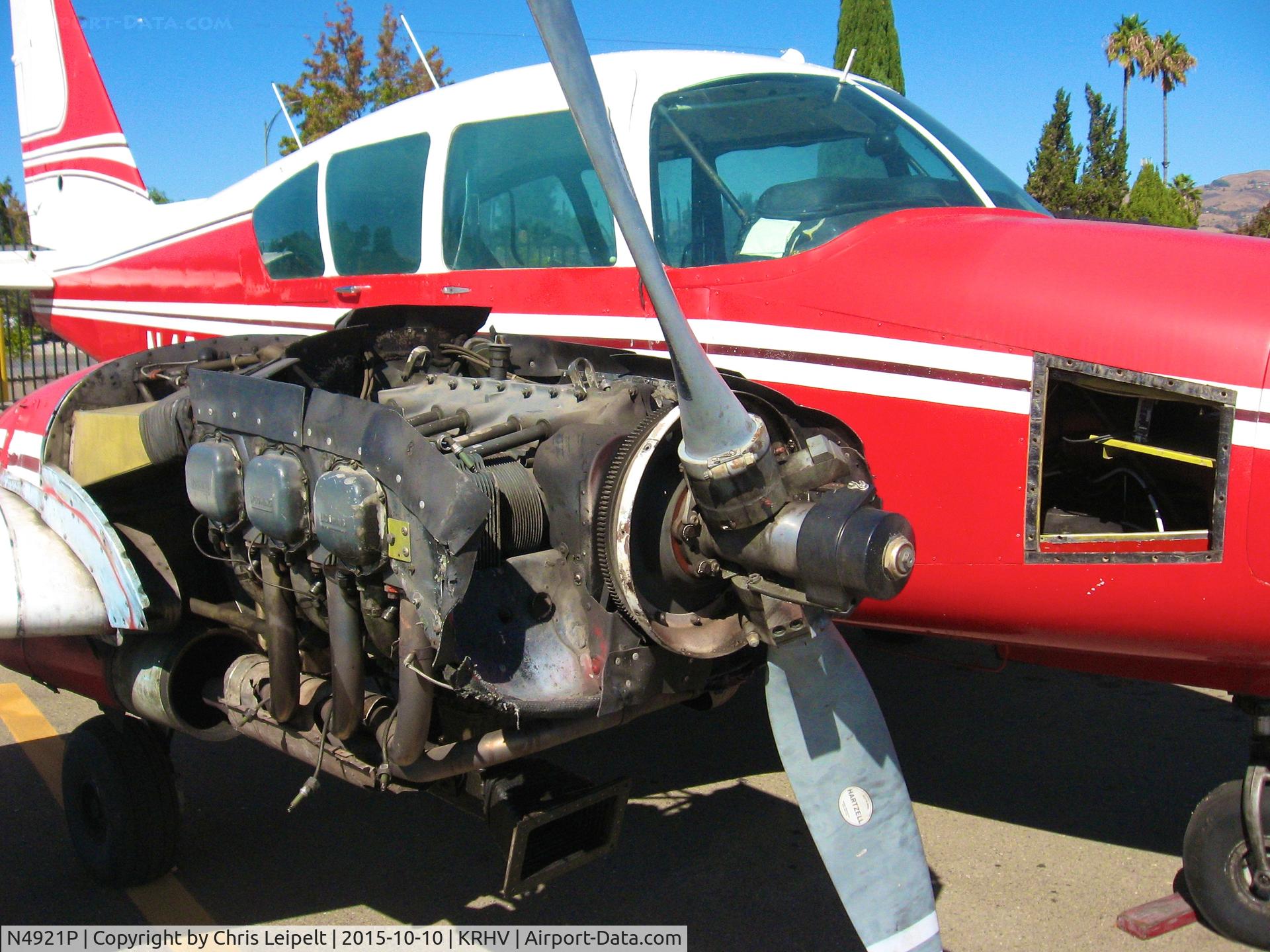 N4921P, 1962 Piper PA-23-235 Apache C/N 27-511, Locally-based 1962 Piper Aztec (with both engine cowlings removed CLOSE UP) sitting on the Victory Aero ramp for major inspection at Reid Hillview Airport, San Jose, CA.